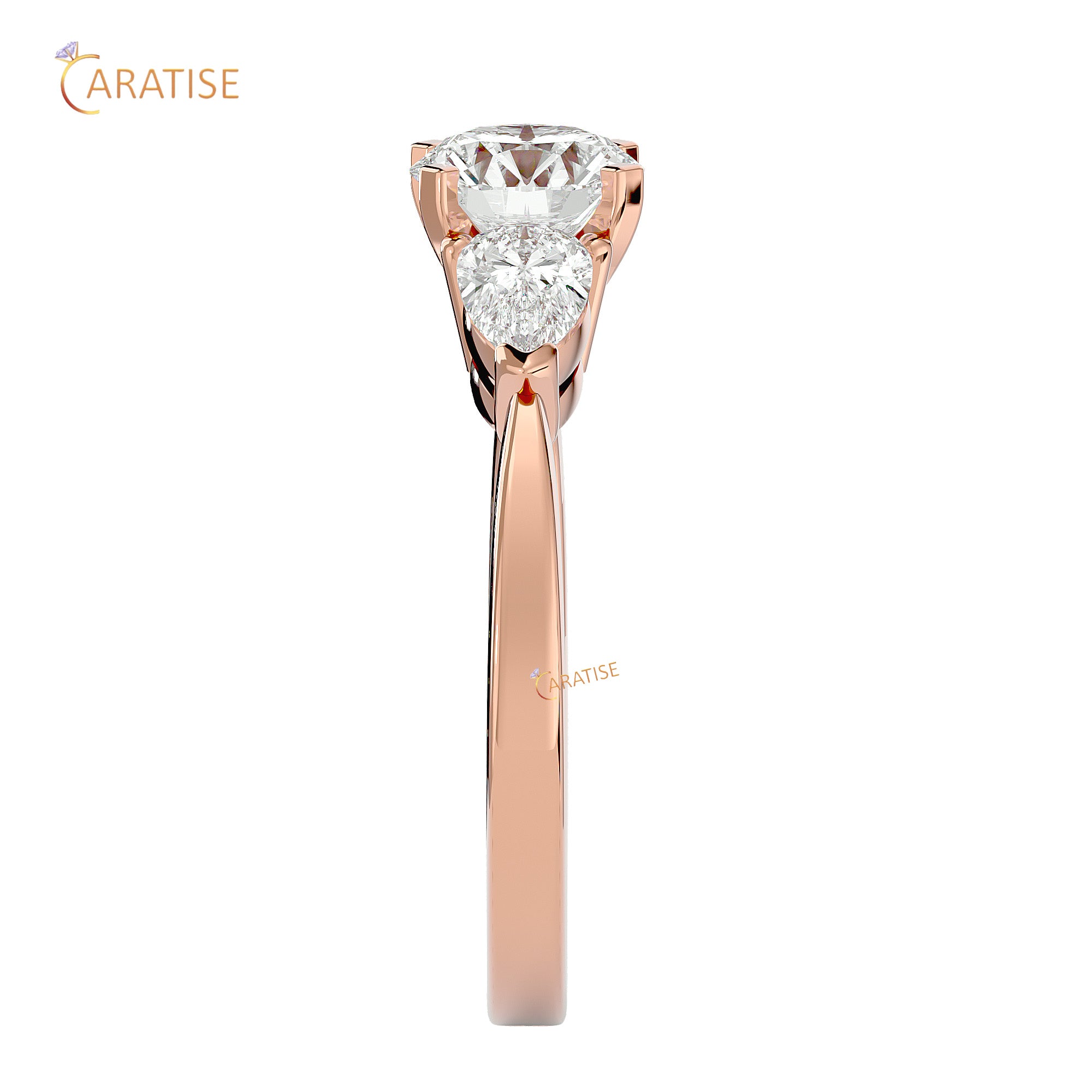 2.18 TDW Round Cut Women's Three Stone Moissanite Diamond Ring 925 Silver