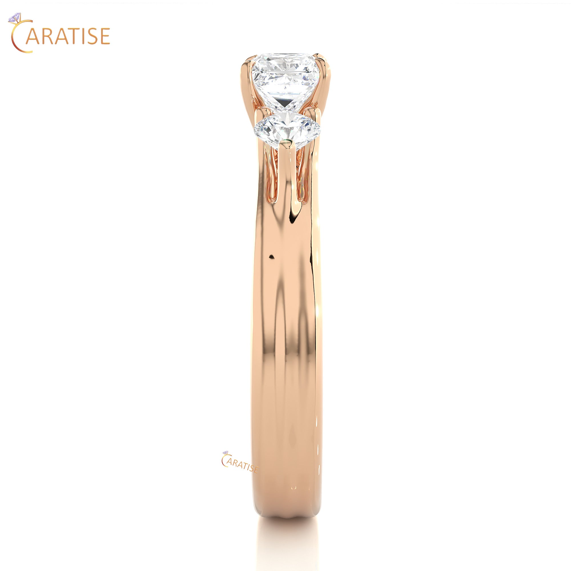 0.96 TDW Round Cut Women's Three Stone Moissanite Diamond Ring 925 Silver