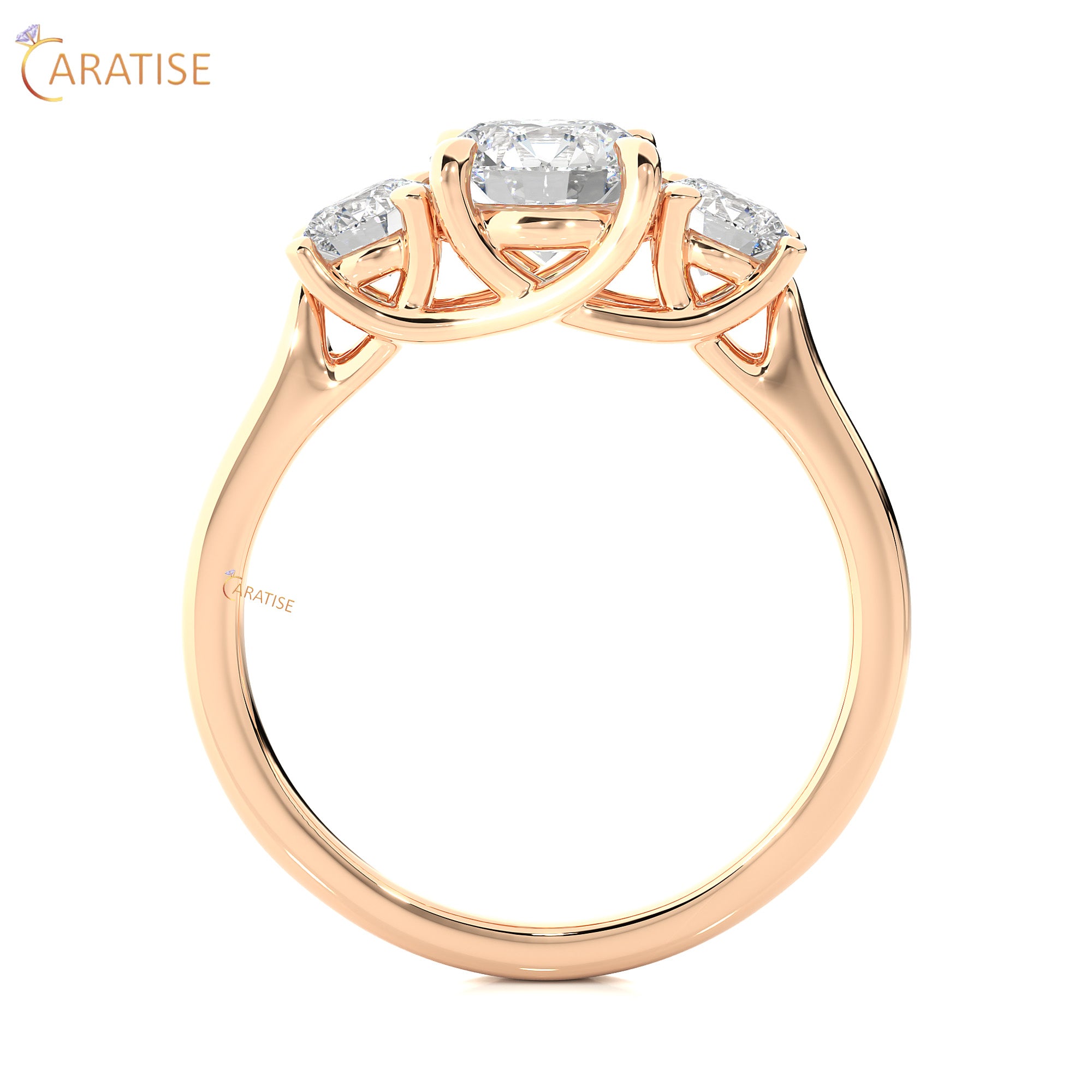 1.95 TDW Round Cut Women's Three Stone Moissanite Diamond Ring 925 Silver