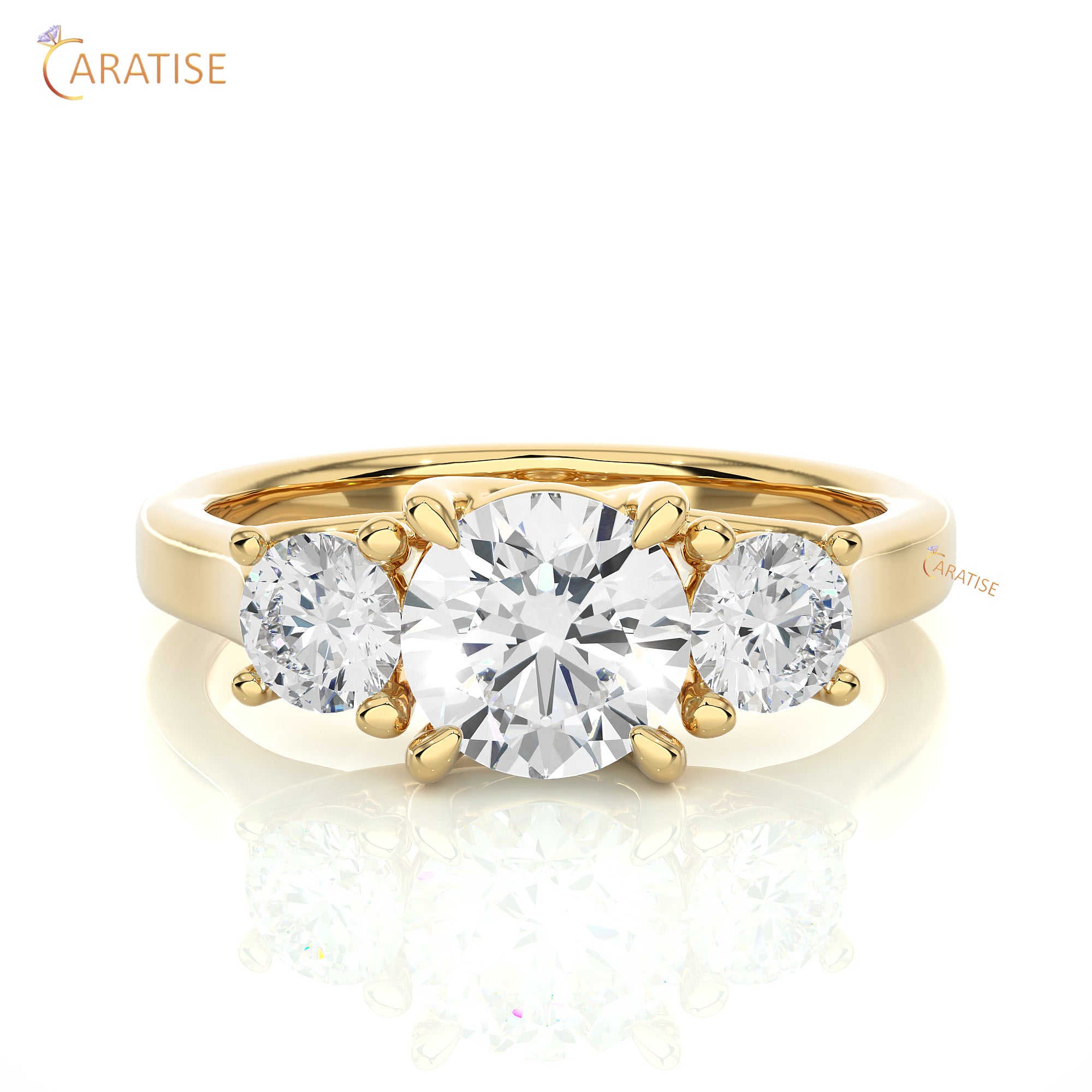 1.95 TDW Round Cut Women's Three Stone Moissanite Diamond Ring 925 Silver