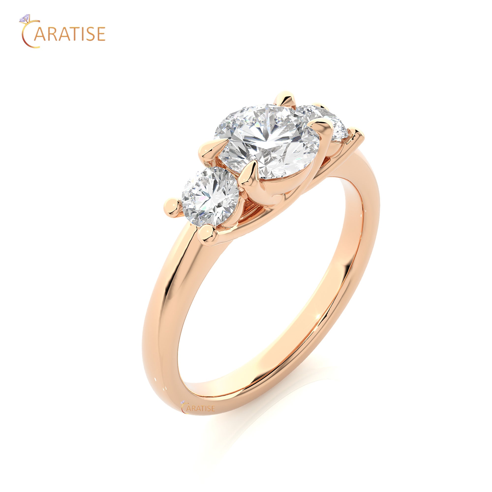 1.39 TDW Round Cut Three Stone Moissanite Diamond Ring 925 Silver