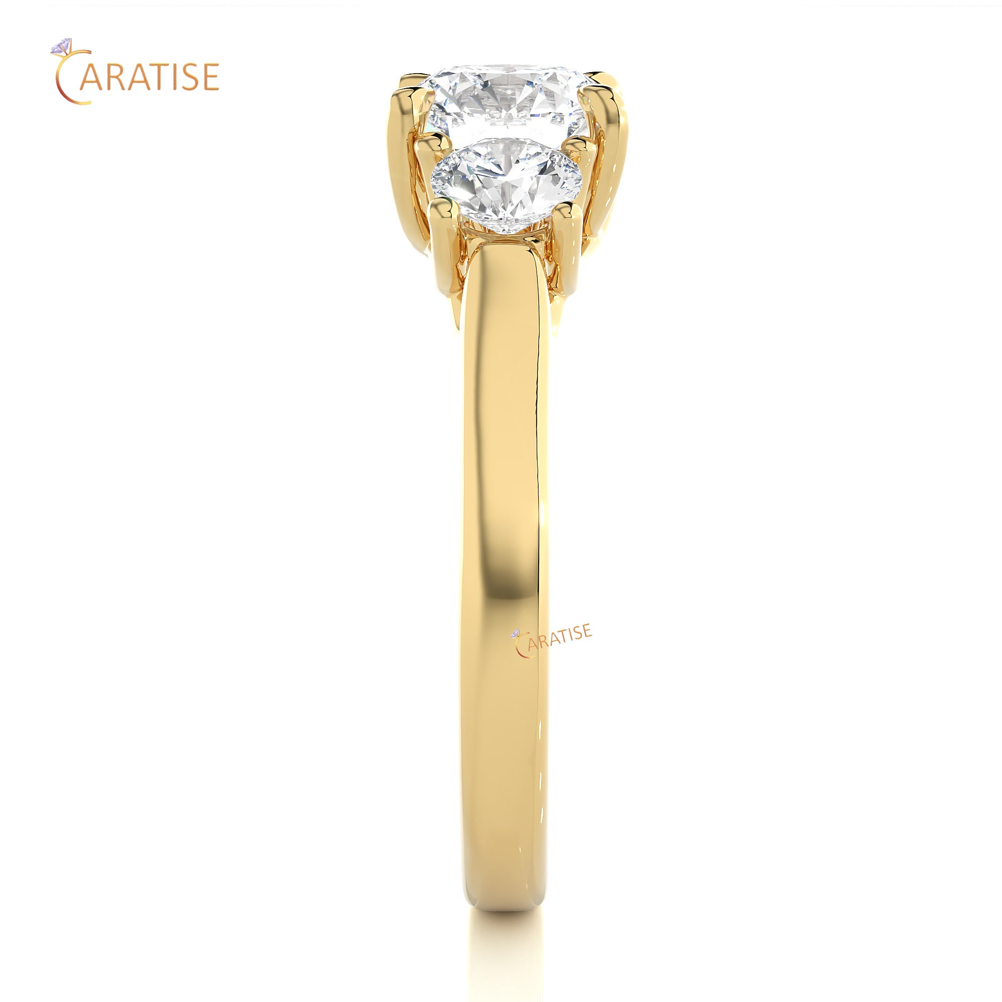 1.95 TDW Round Cut Women's Three Stone Moissanite Diamond Ring 925 Silver