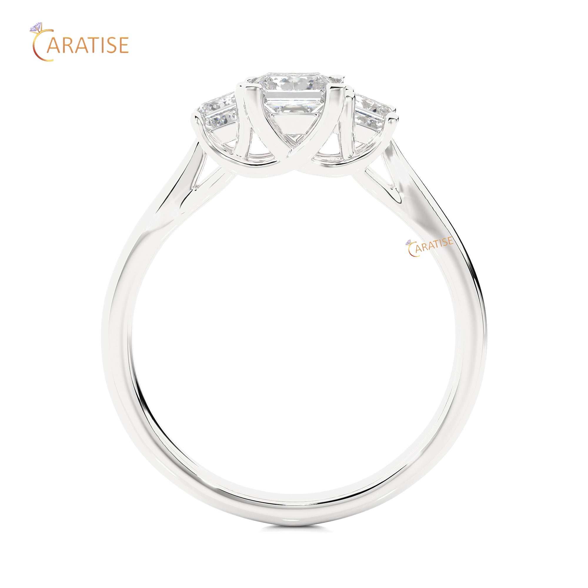 0.96 TDW Round Cut Women's Three Stone Moissanite Diamond Ring 925 Silver