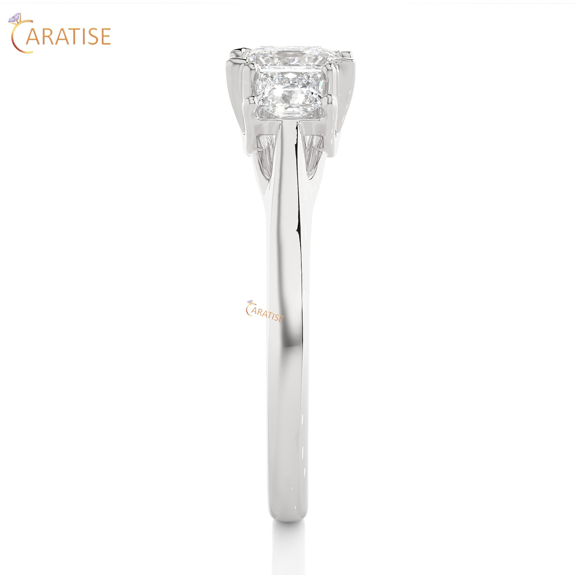 0.96 TDW Round Cut Women's Three Stone Moissanite Diamond Ring 925 Silver