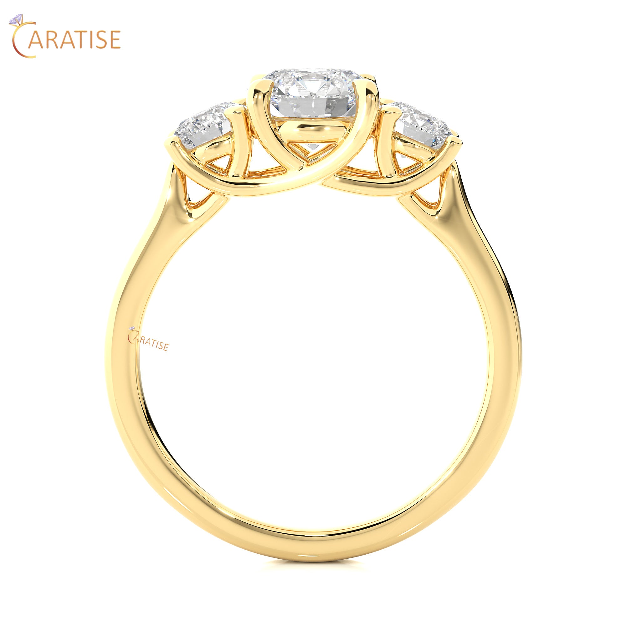 1.95 TDW Round Cut Women's Three Stone Moissanite Diamond Ring 925 Silver