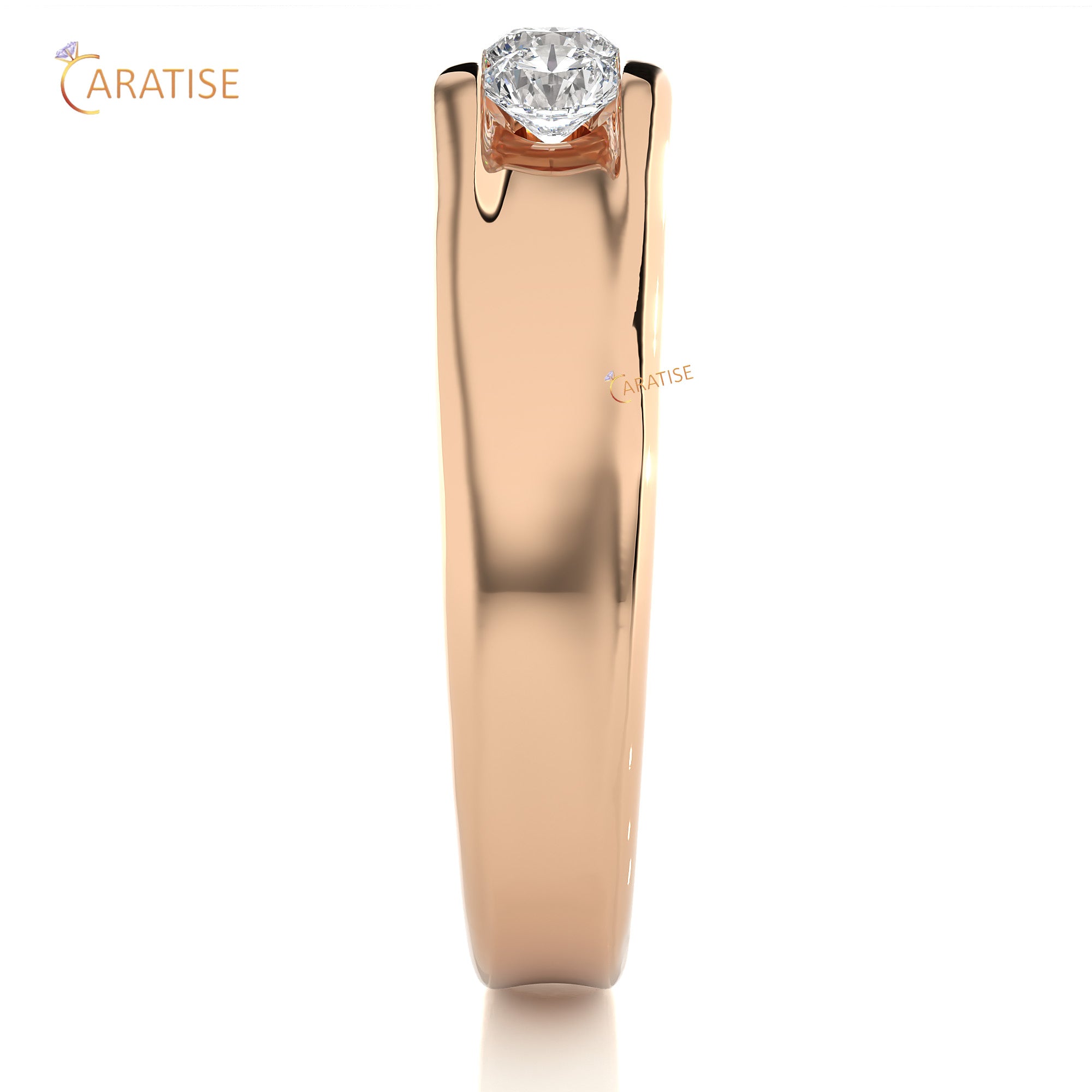 0.52 TDW Round Cut Women's Three Stone Moissanite Diamond Ring