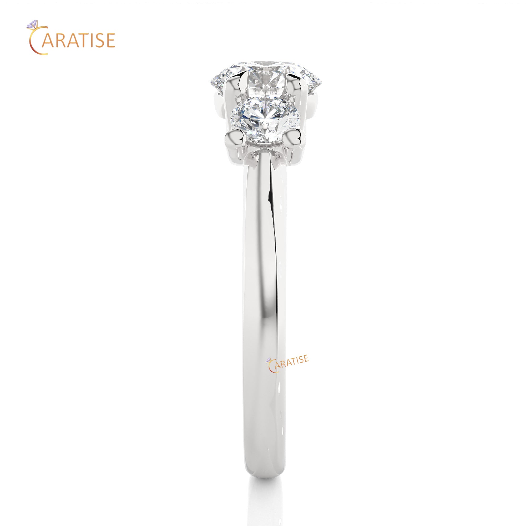 1.39 TDW Round Cut Three Stone Moissanite Diamond Ring 925 Silver