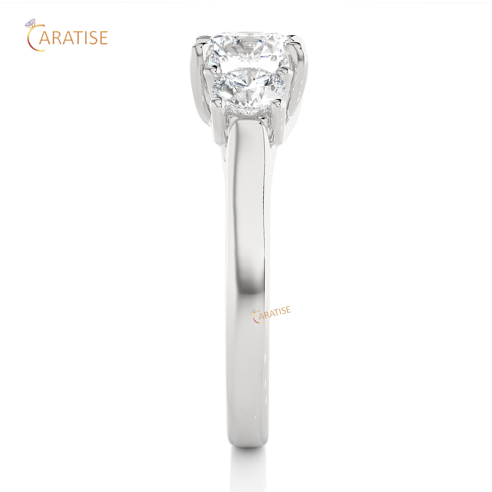 1.95 TDW Round Cut Women's Three Stone Moissanite Diamond Ring 925 Silver