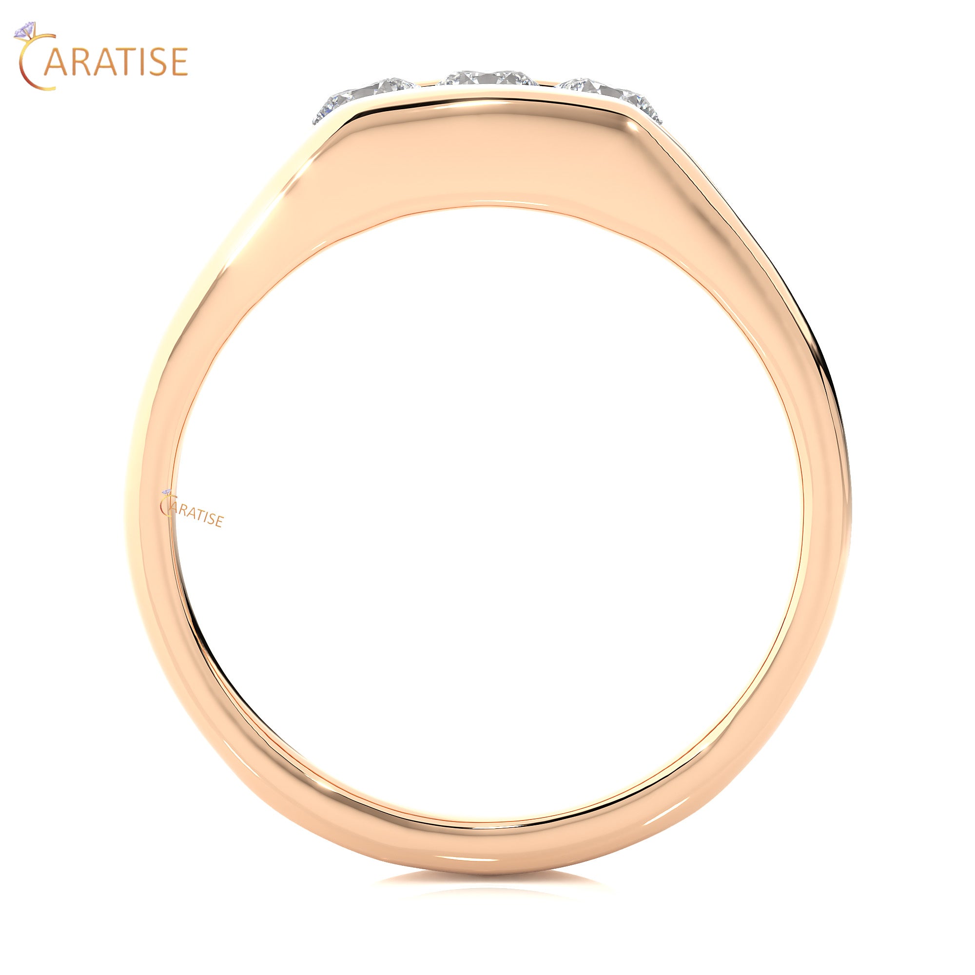 0.52 TDW Round Cut Women's Three Stone Moissanite Diamond Ring