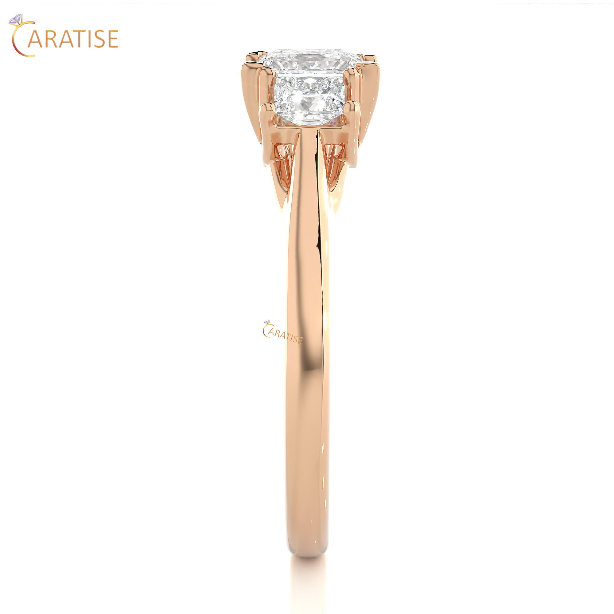 0.96 TDW Round Cut Women's Three Stone Moissanite Diamond Ring 925 Silver