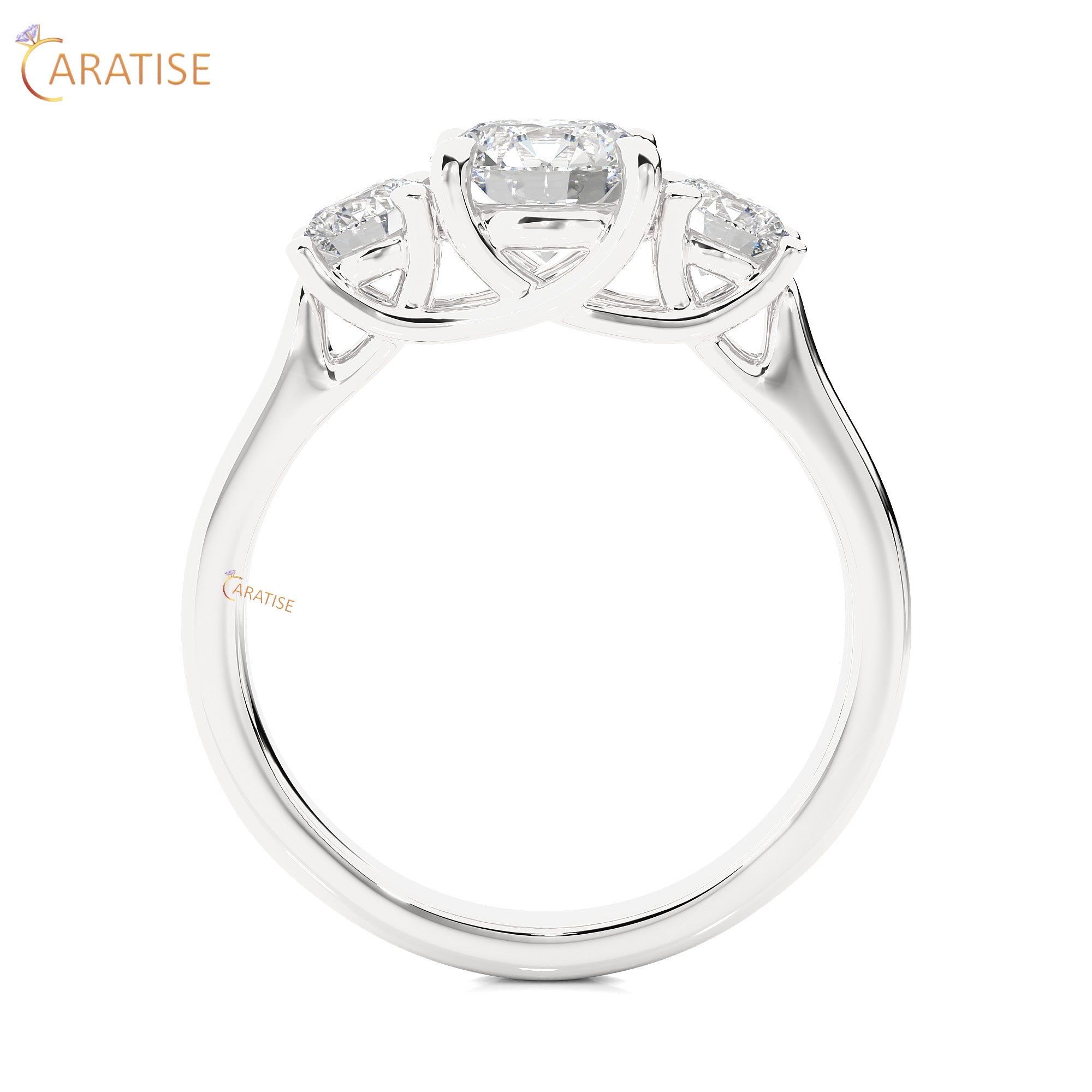 1.95 TDW Round Cut Women's Three Stone Moissanite Diamond Ring 925 Silver