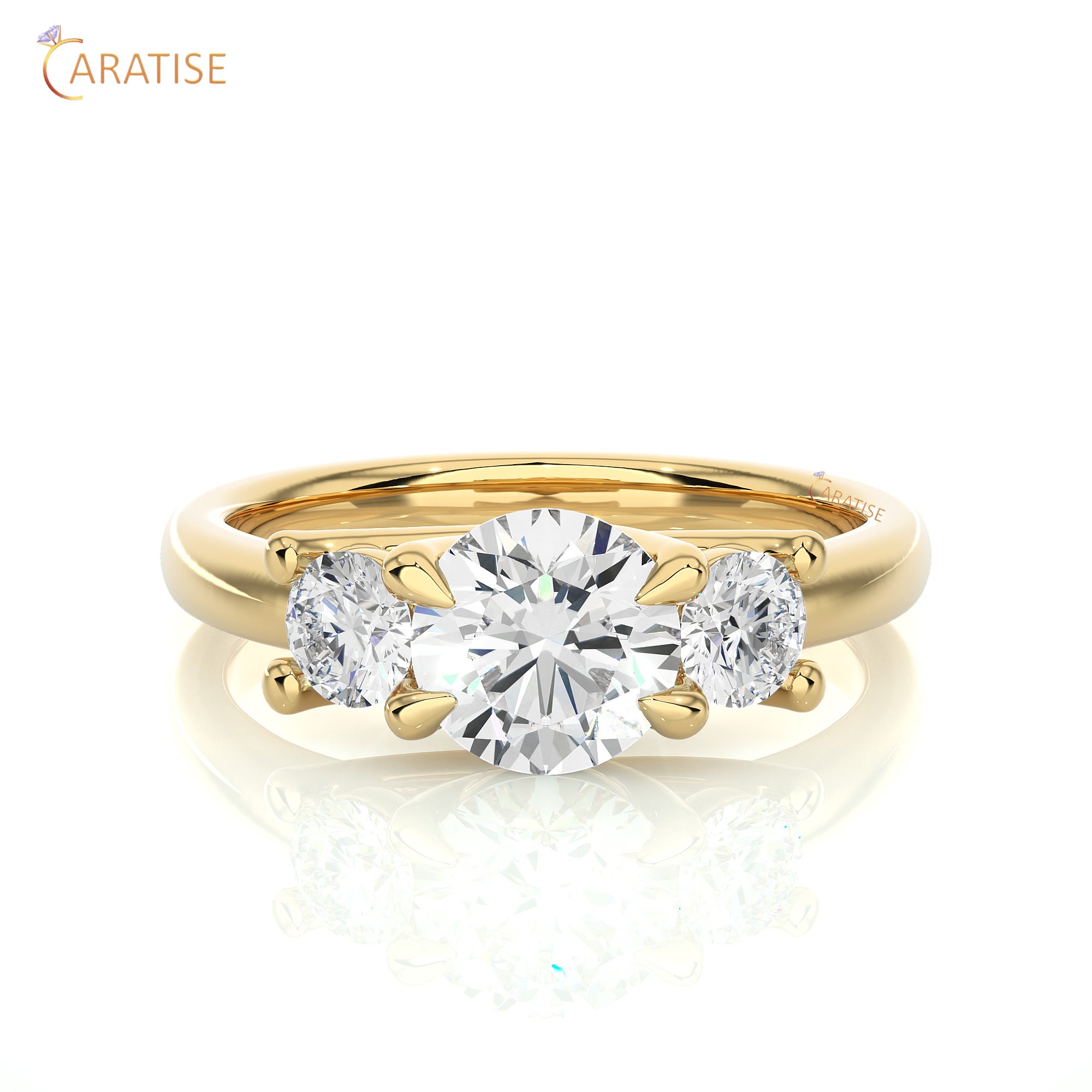 1.39 TDW Round Cut Three Stone Moissanite Diamond Ring 925 Silver