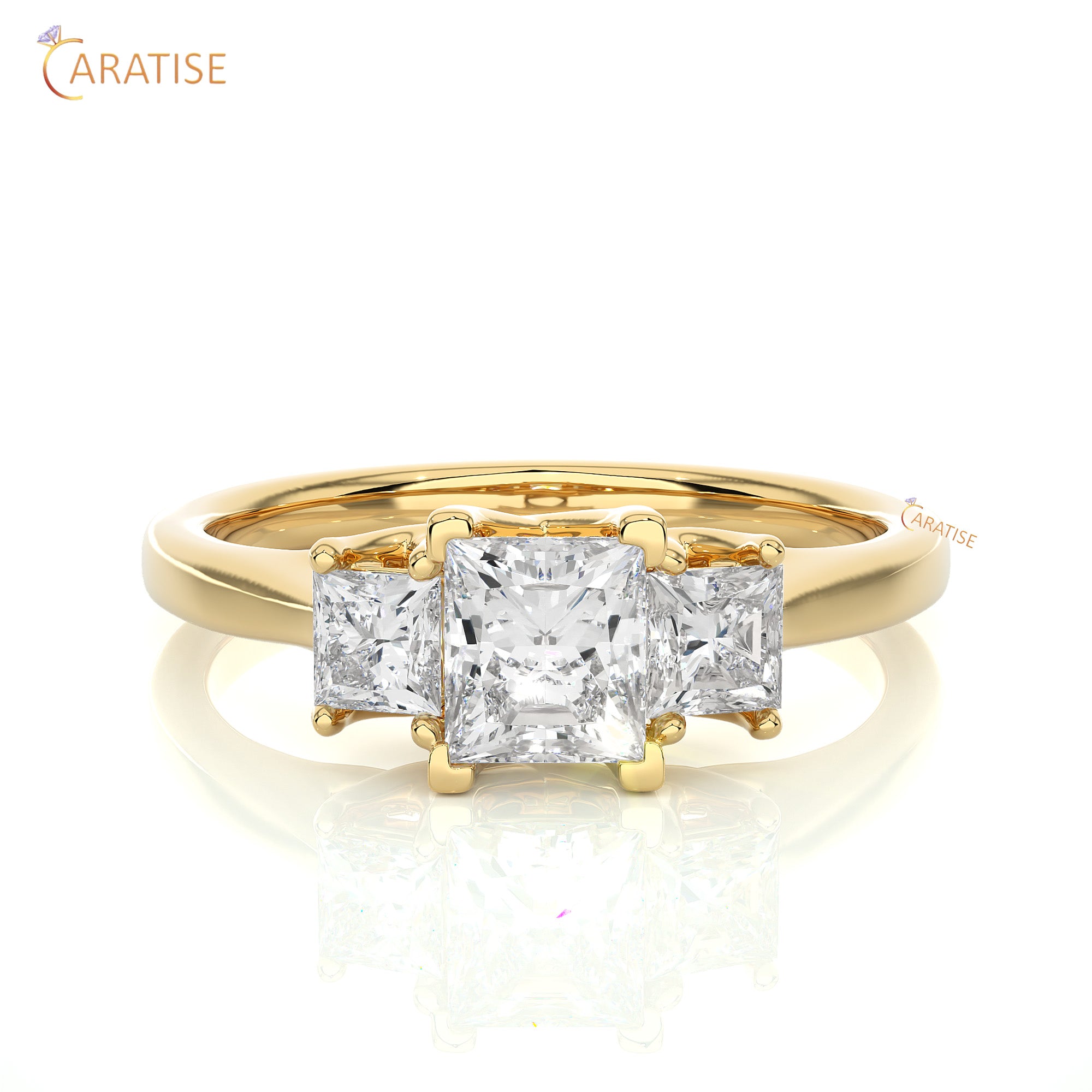 0.96 TDW Round Cut Women's Three Stone Moissanite Diamond Ring 925 Silver