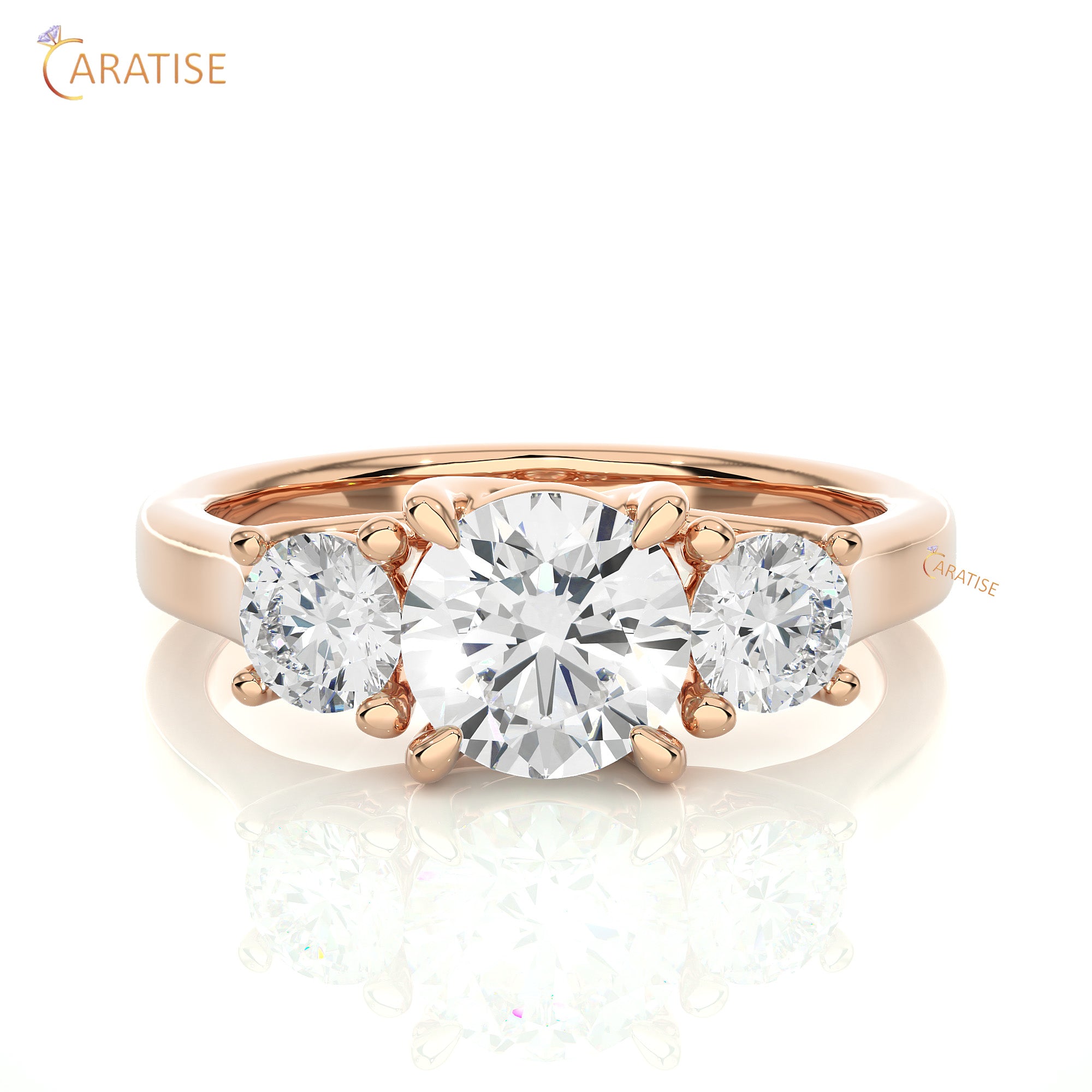 1.95 TDW Round Cut Women's Three Stone Moissanite Diamond Ring 925 Silver