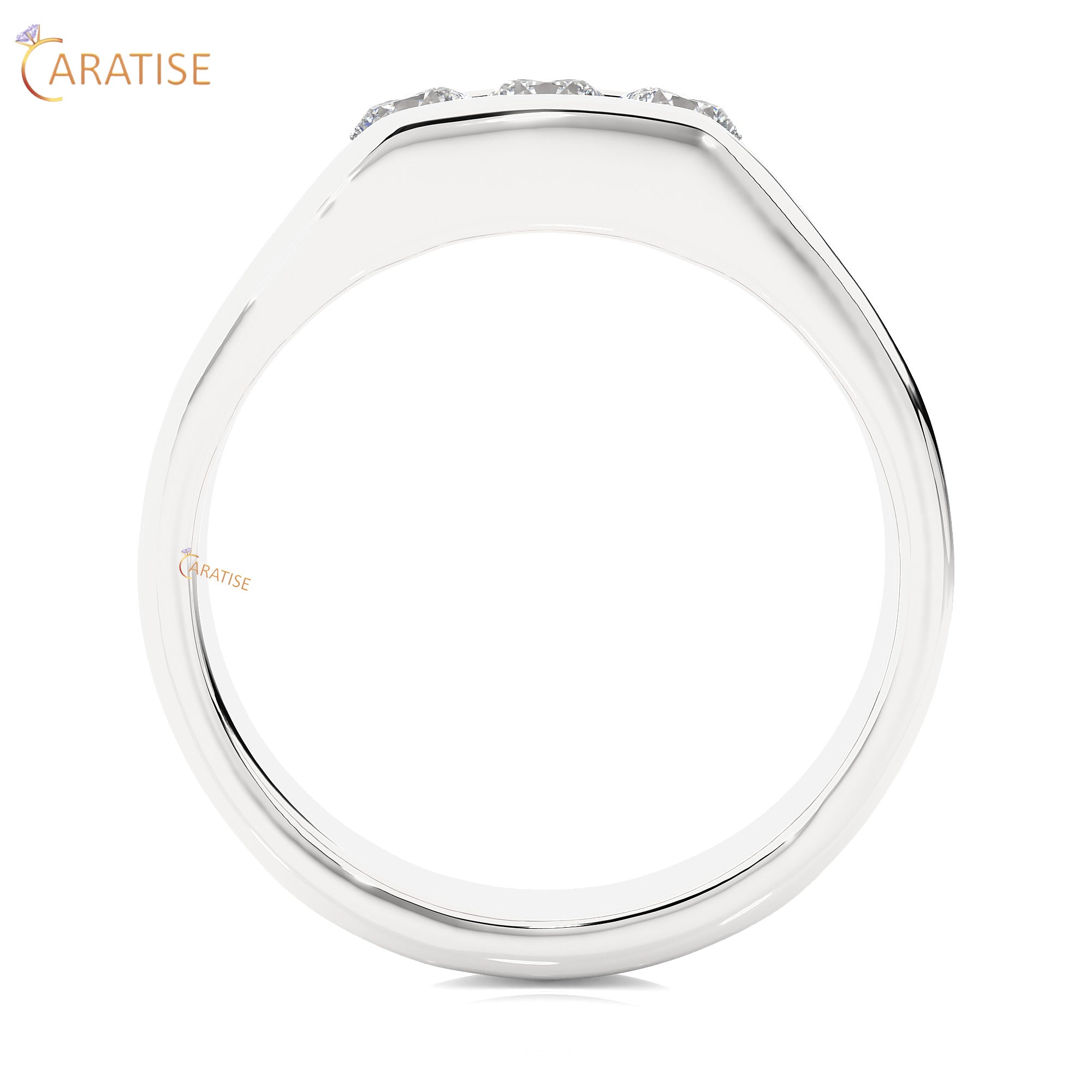 0.52 TDW Round Cut Women's Three Stone Moissanite Diamond Ring