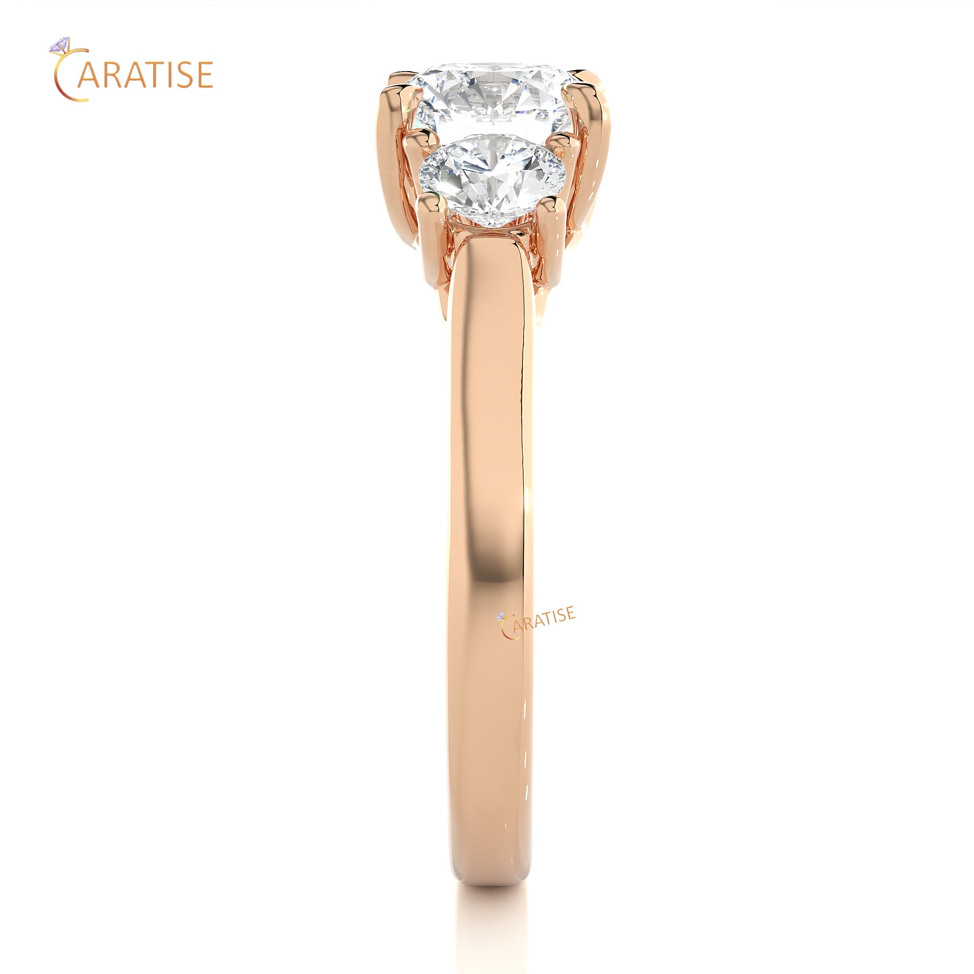 1.95 TDW Round Cut Women's Three Stone Moissanite Diamond Ring 925 Silver