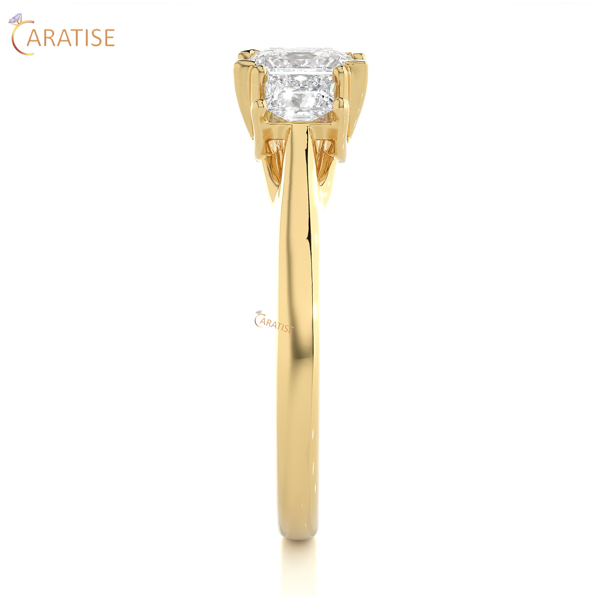 0.96 TDW Round Cut Women's Three Stone Moissanite Diamond Ring 925 Silver