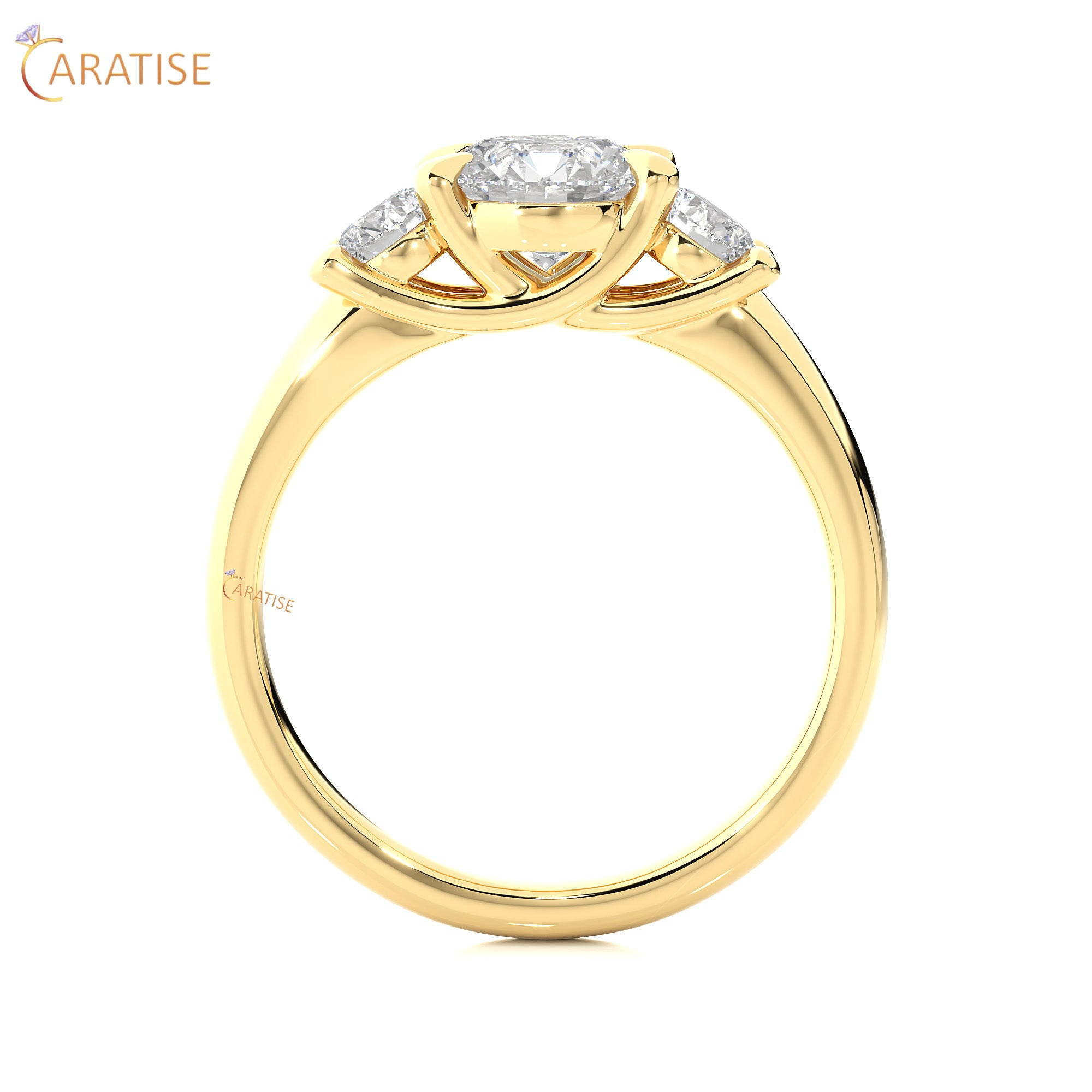 1.39 TDW Round Cut Three Stone Moissanite Diamond Ring 925 Silver