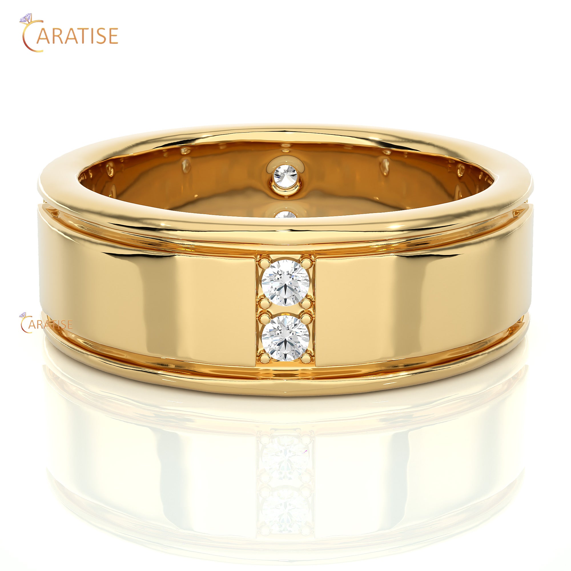 0.28 TDW Round Cut Mossiante Diamond Men's Band Ring 925 Silver