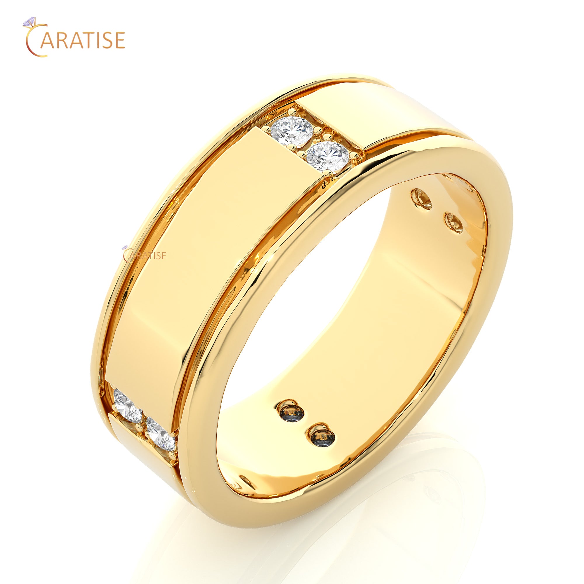 0.28 TDW Round Cut Mossiante Diamond Men's Band Ring 925 Silver