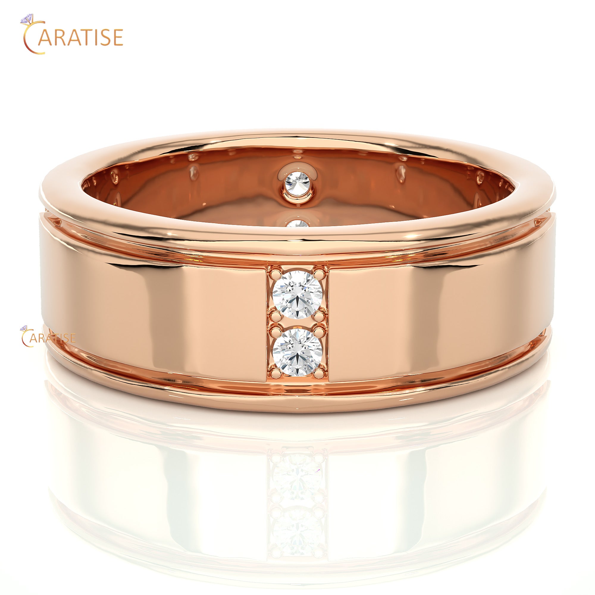 0.28 TDW Round Cut Mossiante Diamond Men's Band Ring 925 Silver