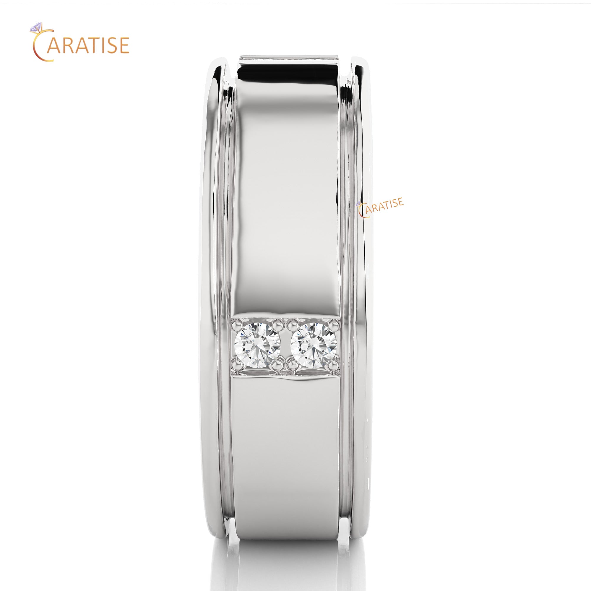 0.28 TDW Round Cut Mossiante Diamond Men's Band Ring 925 Silver