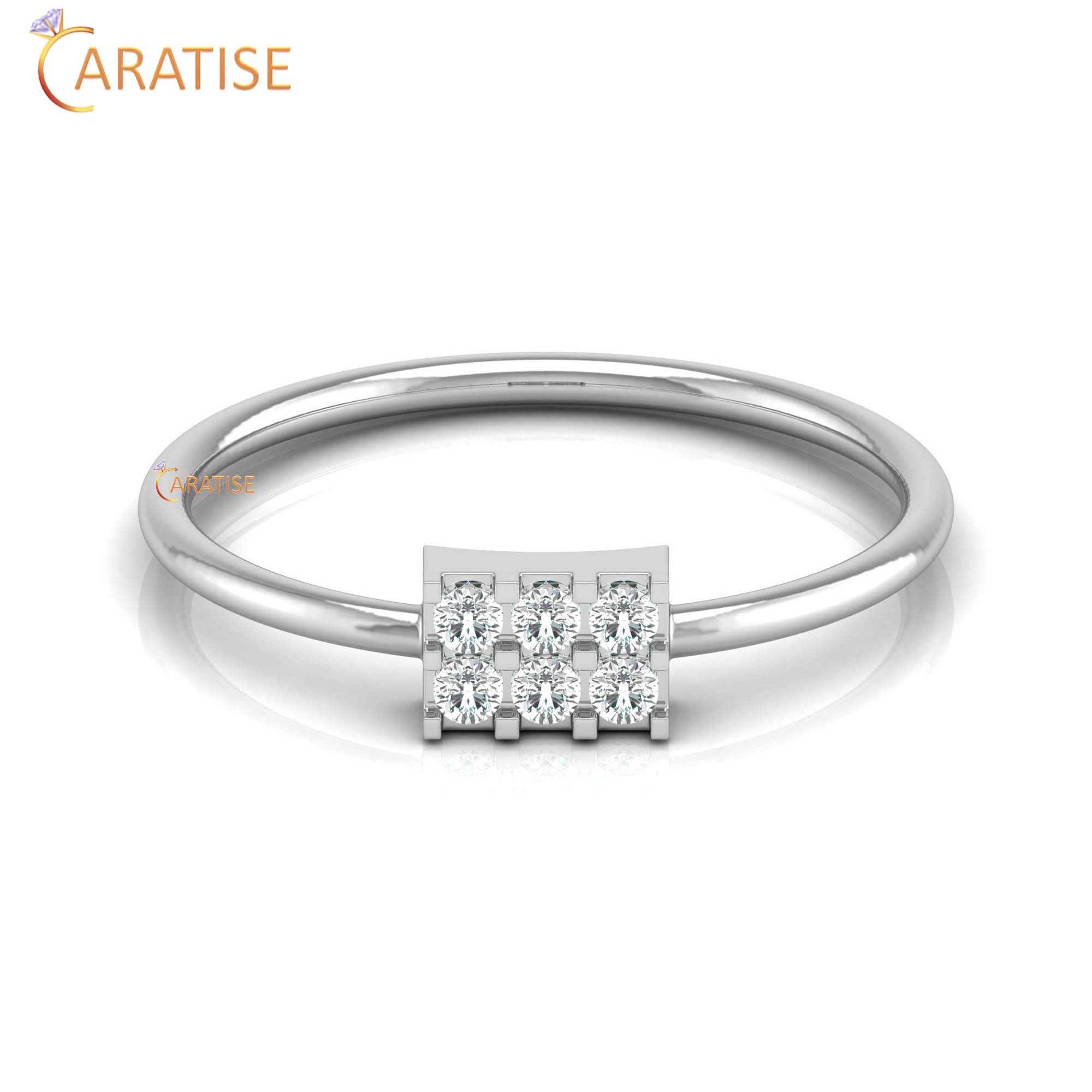 0.11 TDW Round Cut Minimalist Women's Diamond Ring