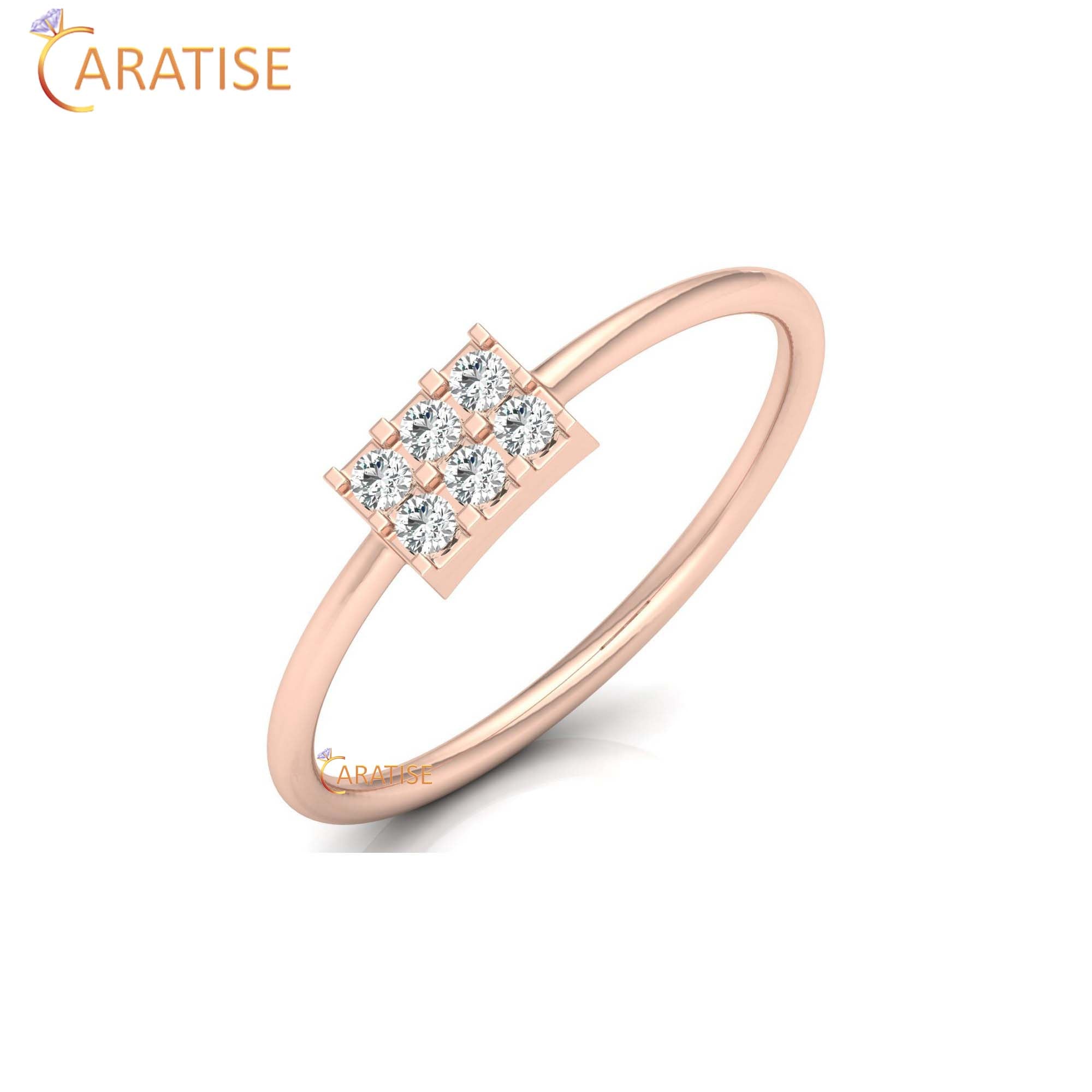 0.11 TDW Round Cut Minimalist Women's Diamond Ring