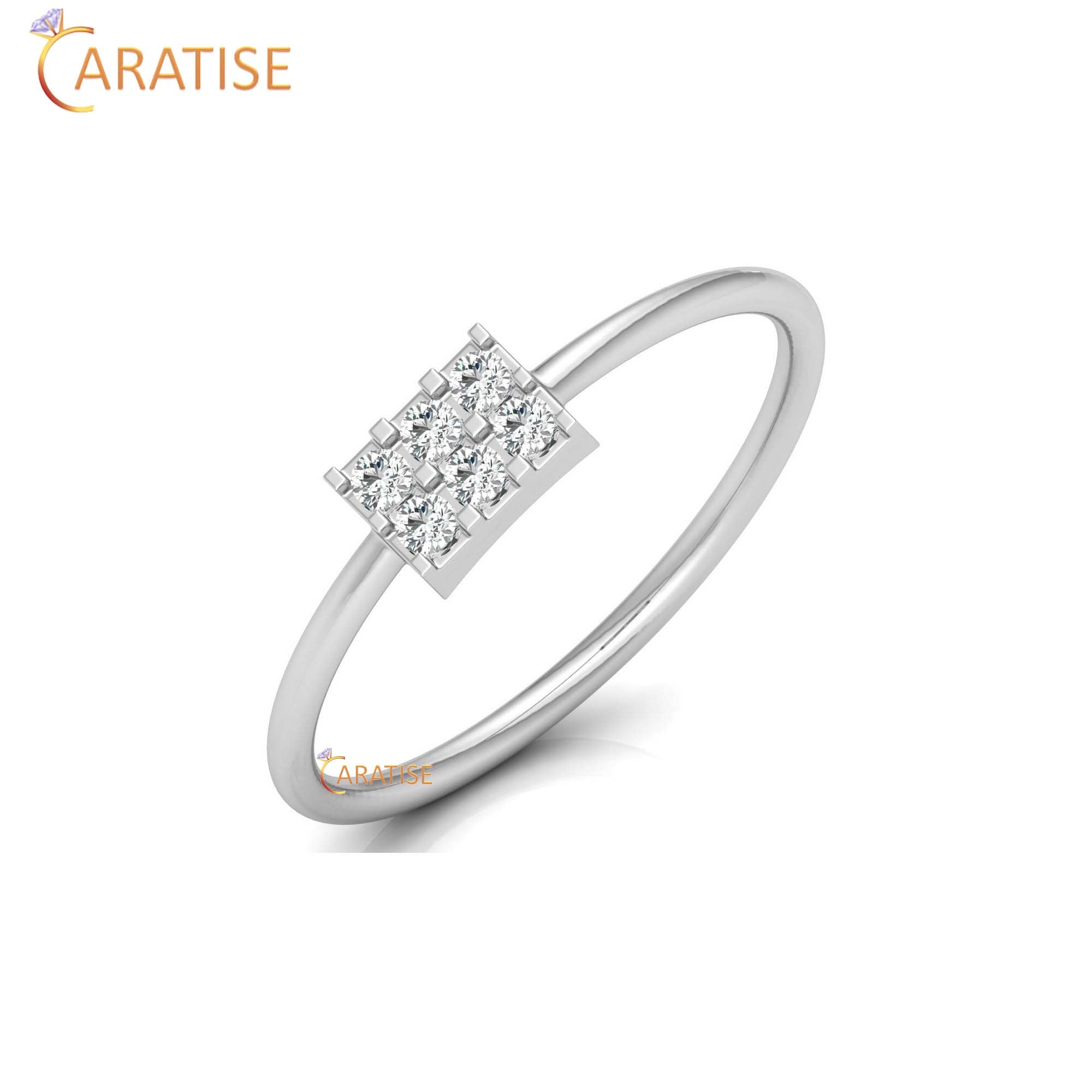 0.11 TDW Round Cut Minimalist Women's Diamond Ring