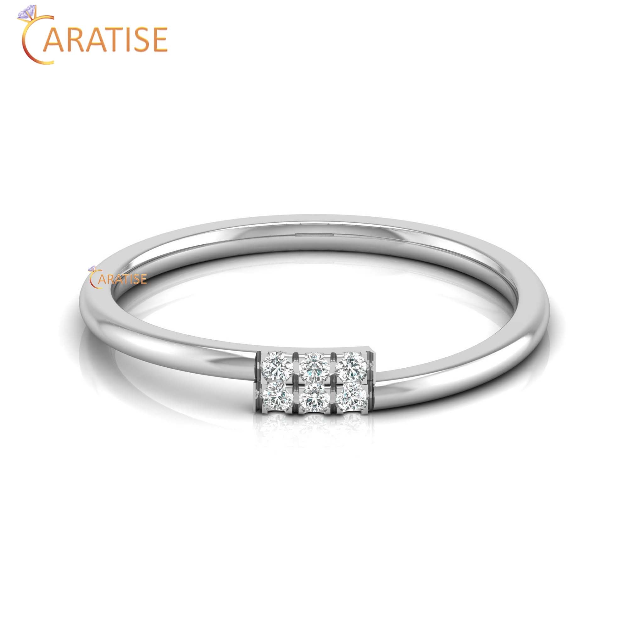 0.06 TDW Round Cut Women's Minimalist Diamond Engagement Ring