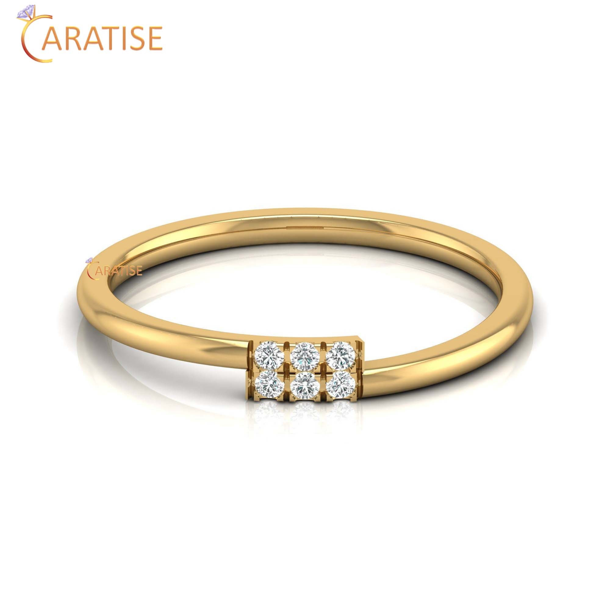 0.06 TDW Round Cut Women's Minimalist Diamond Engagement Ring