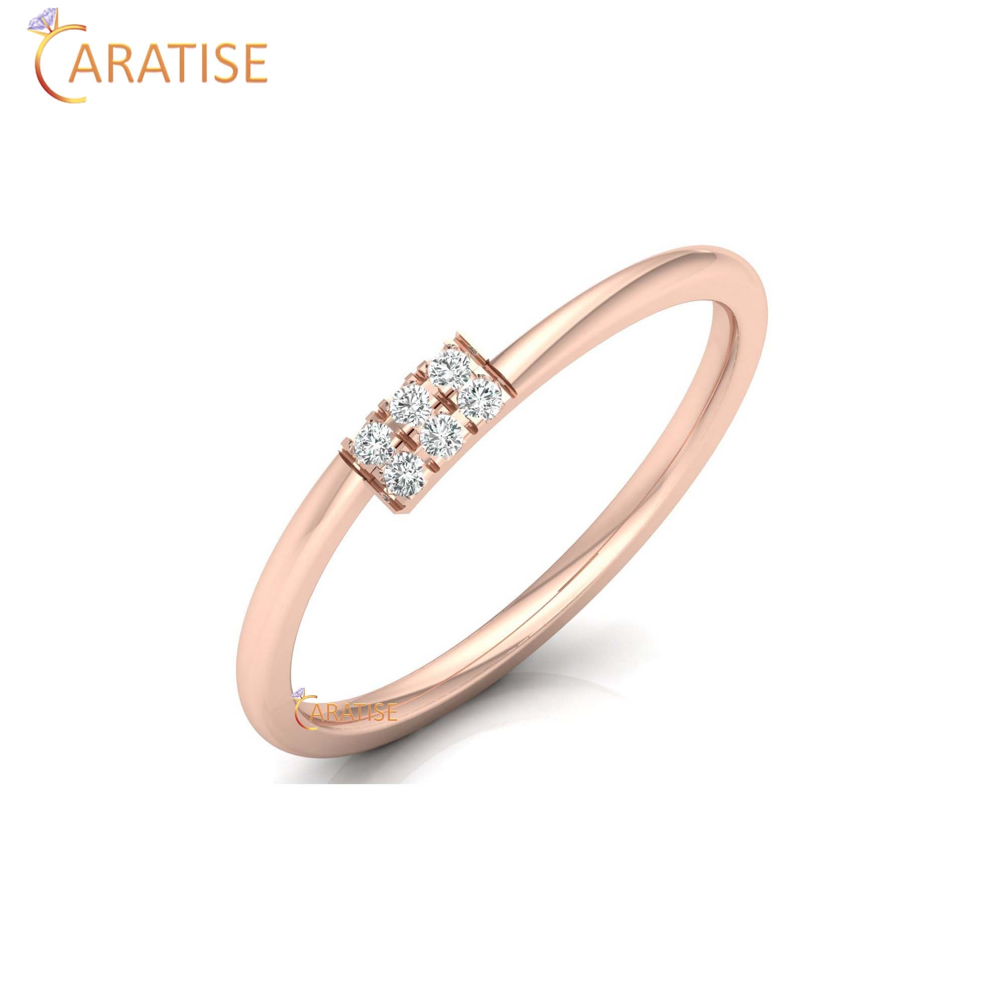 0.06 TDW Round Cut Women's Minimalist Diamond Engagement Ring
