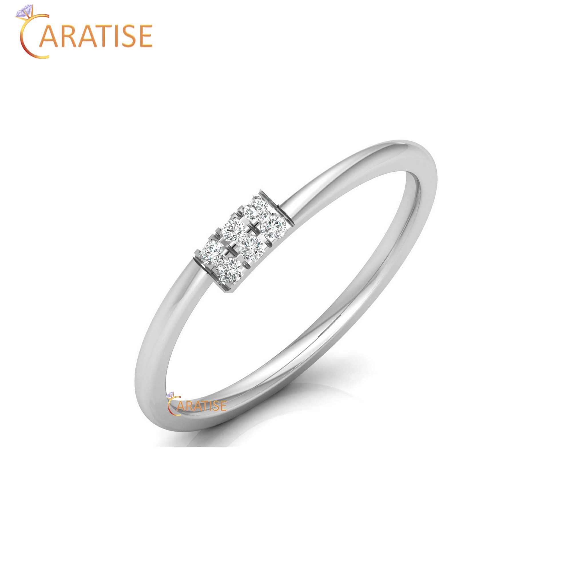0.06 TDW Round Cut Women's Minimalist Diamond Engagement Ring