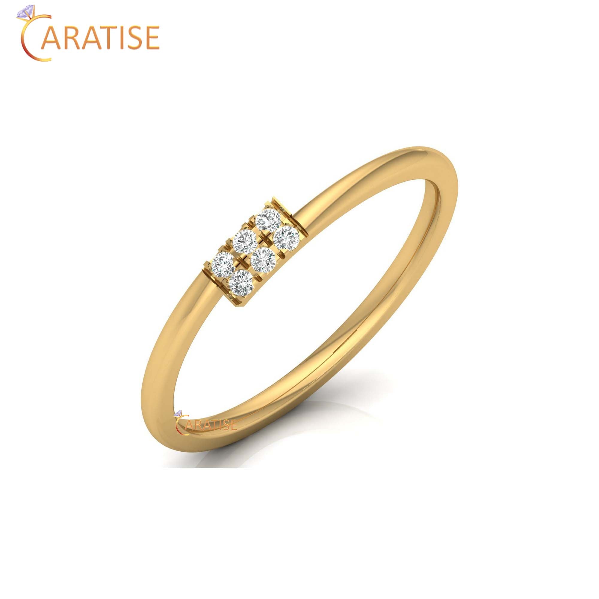 0.06 TDW Round Cut Women's Minimalist Diamond Engagement Ring