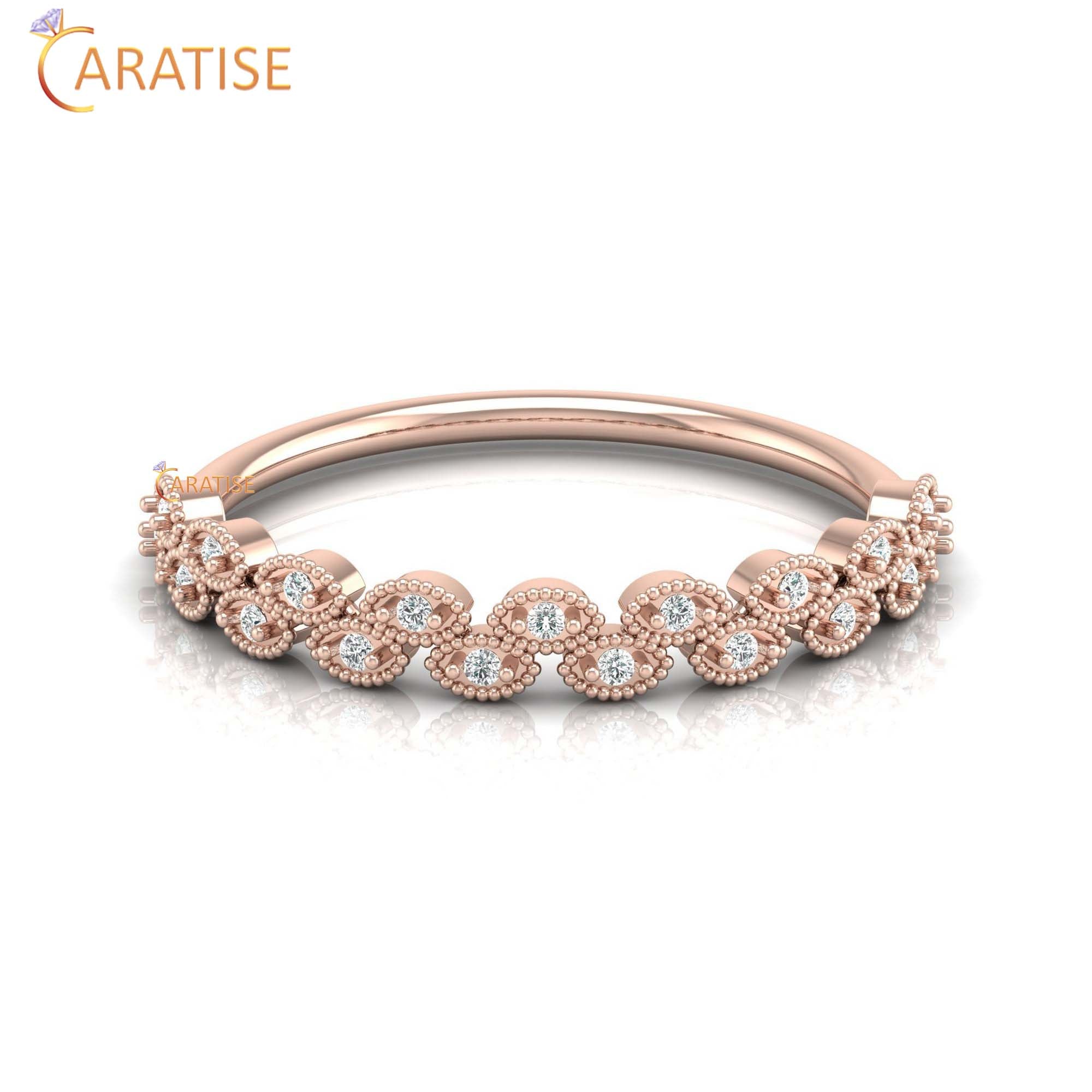 0.07 TDW Round Cut Women's Minimalist Diamond Ring