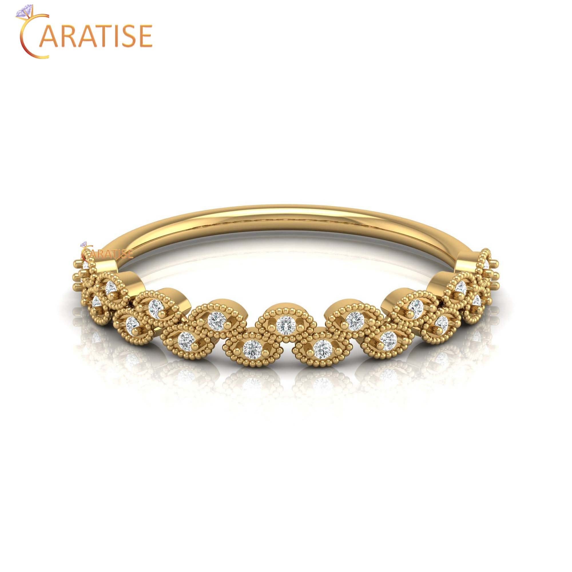 0.07 TDW Round Cut Women's Minimalist Diamond Ring