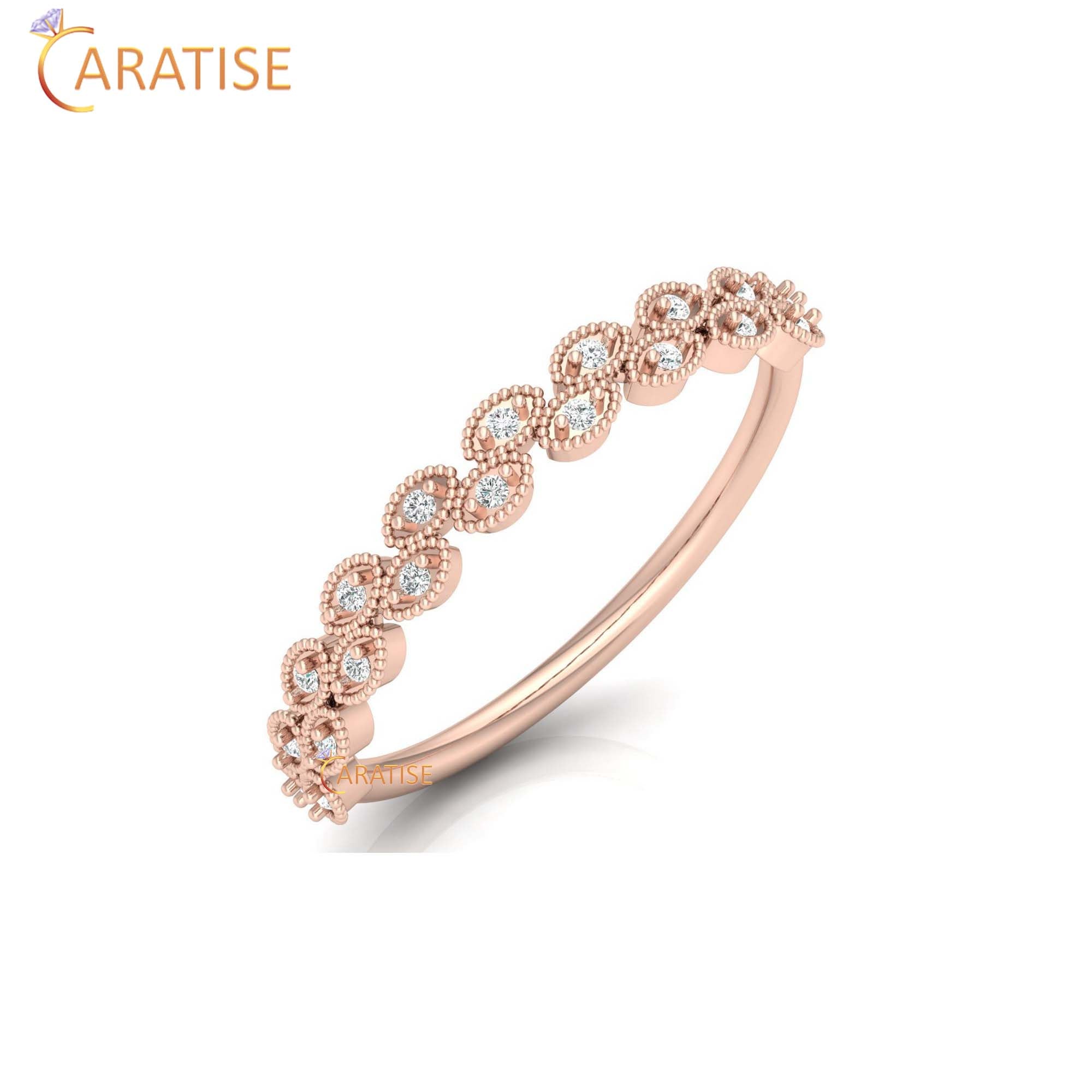 0.07 TDW Round Cut Women's Minimalist Diamond Ring