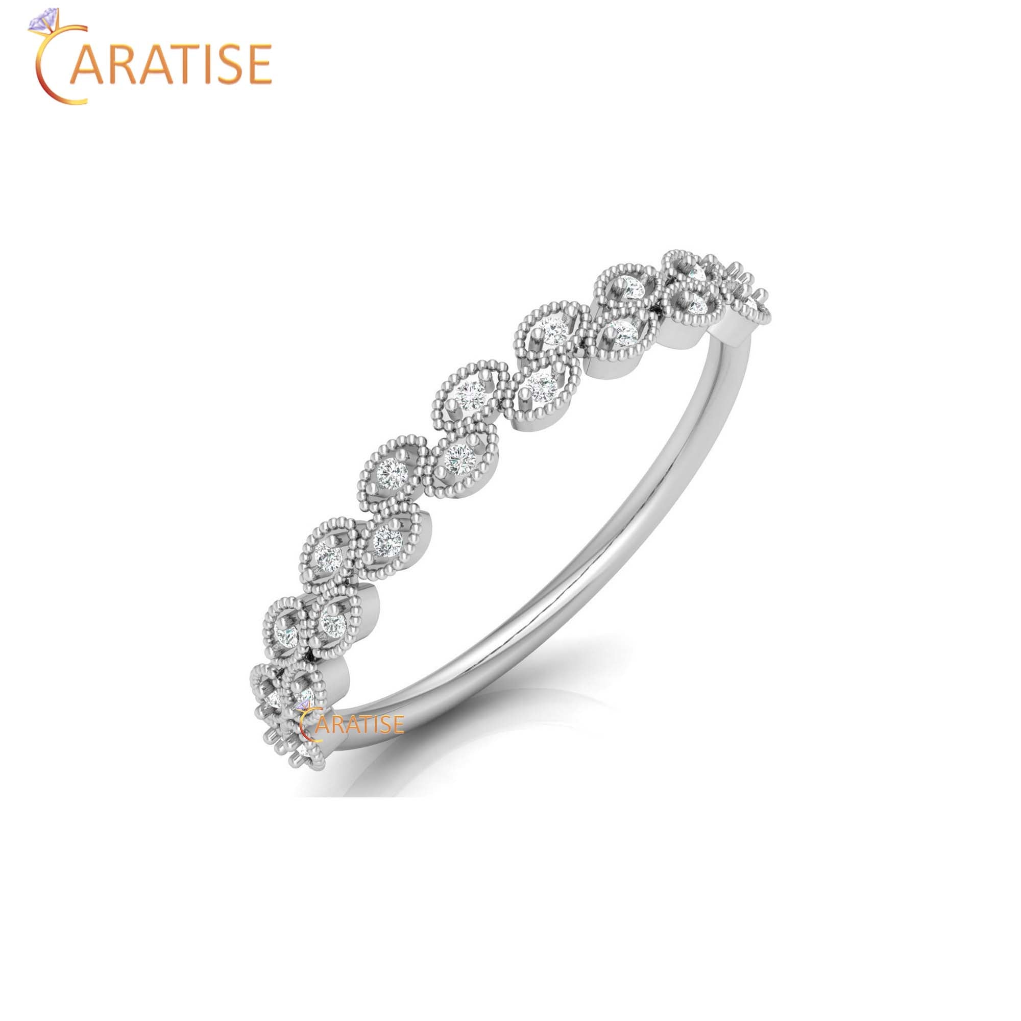 0.07 TDW Round Cut Women's Minimalist Diamond Ring