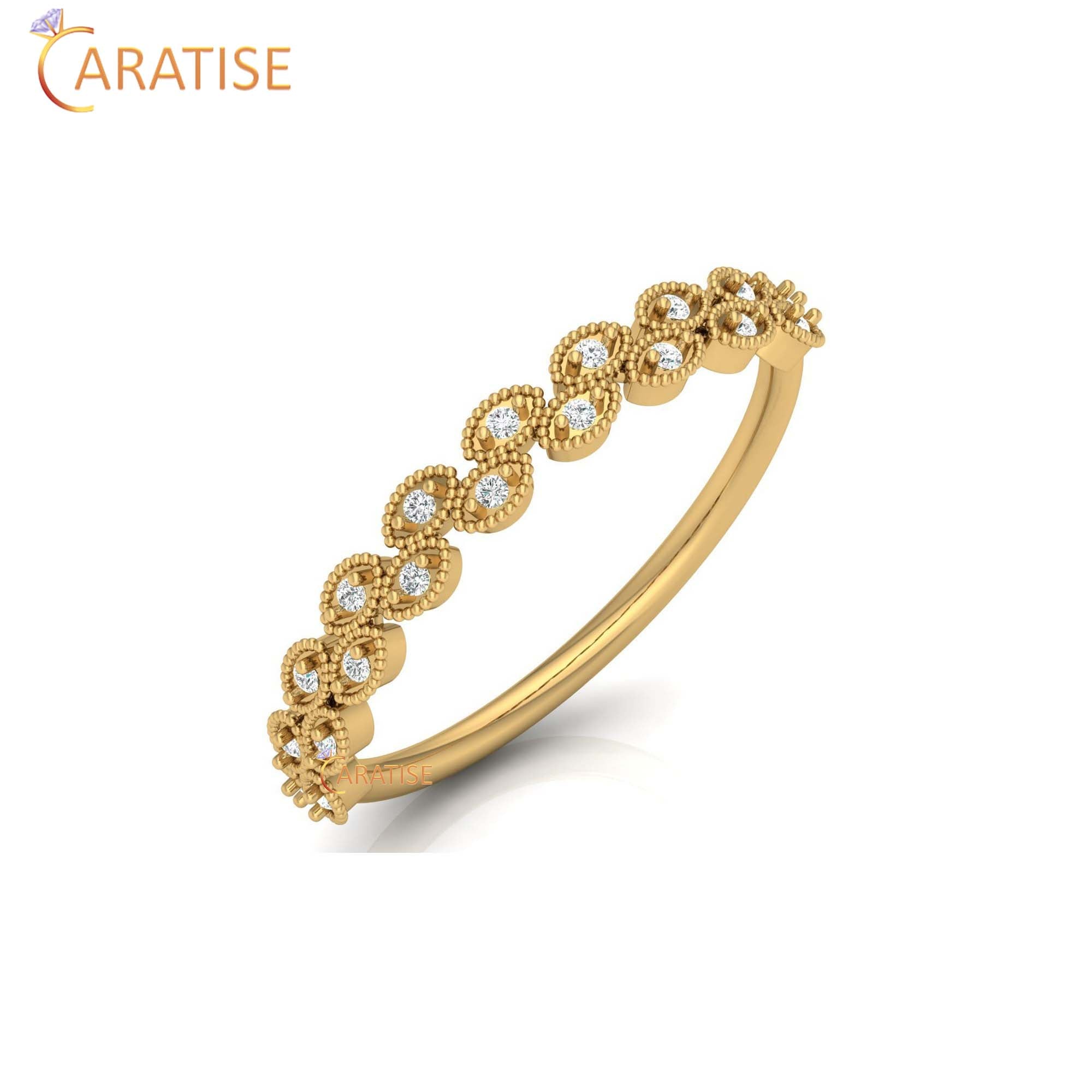 0.07 TDW Round Cut Women's Minimalist Diamond Ring