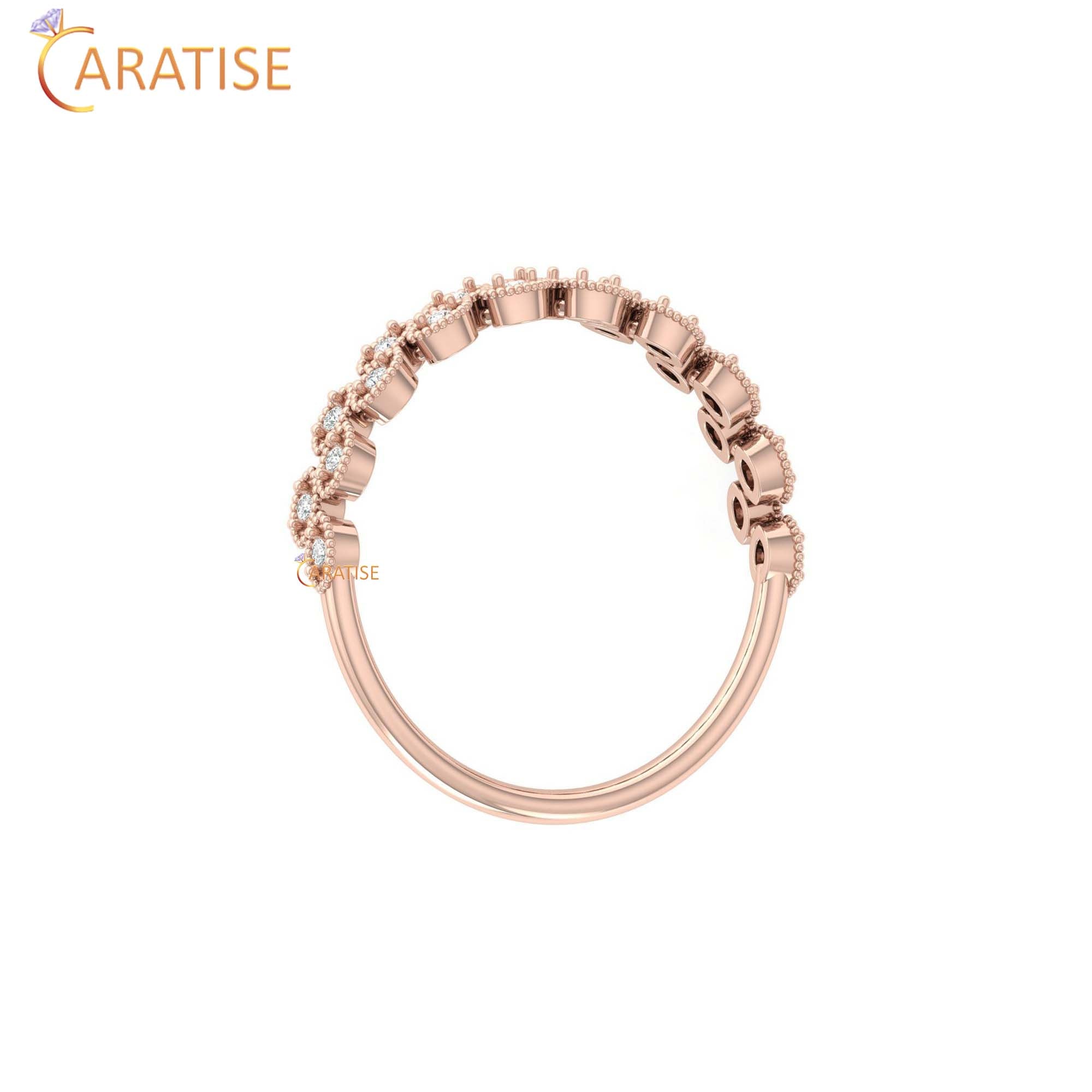 0.07 TDW Round Cut Women's Minimalist Diamond Ring