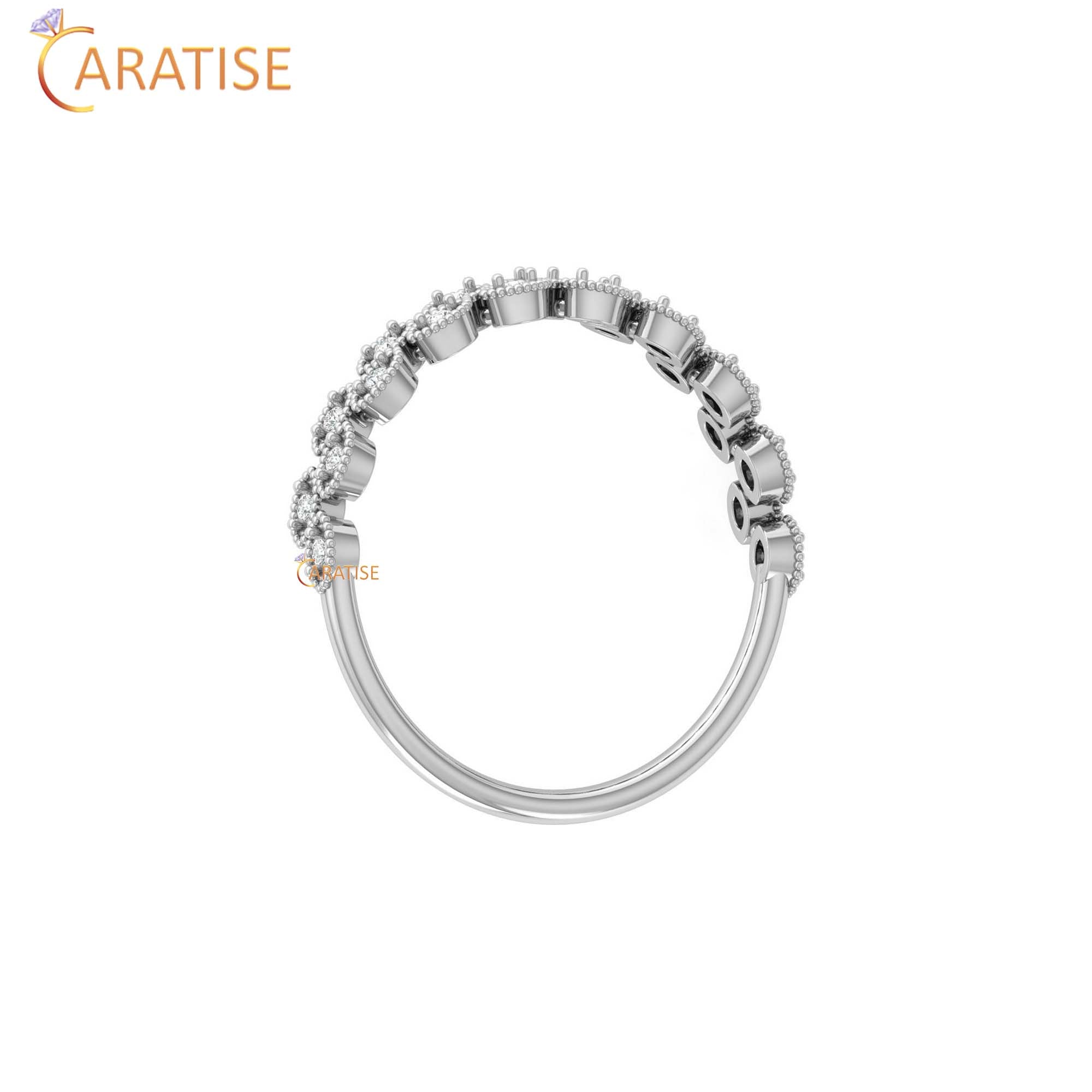 0.07 TDW Round Cut Women's Minimalist Diamond Ring