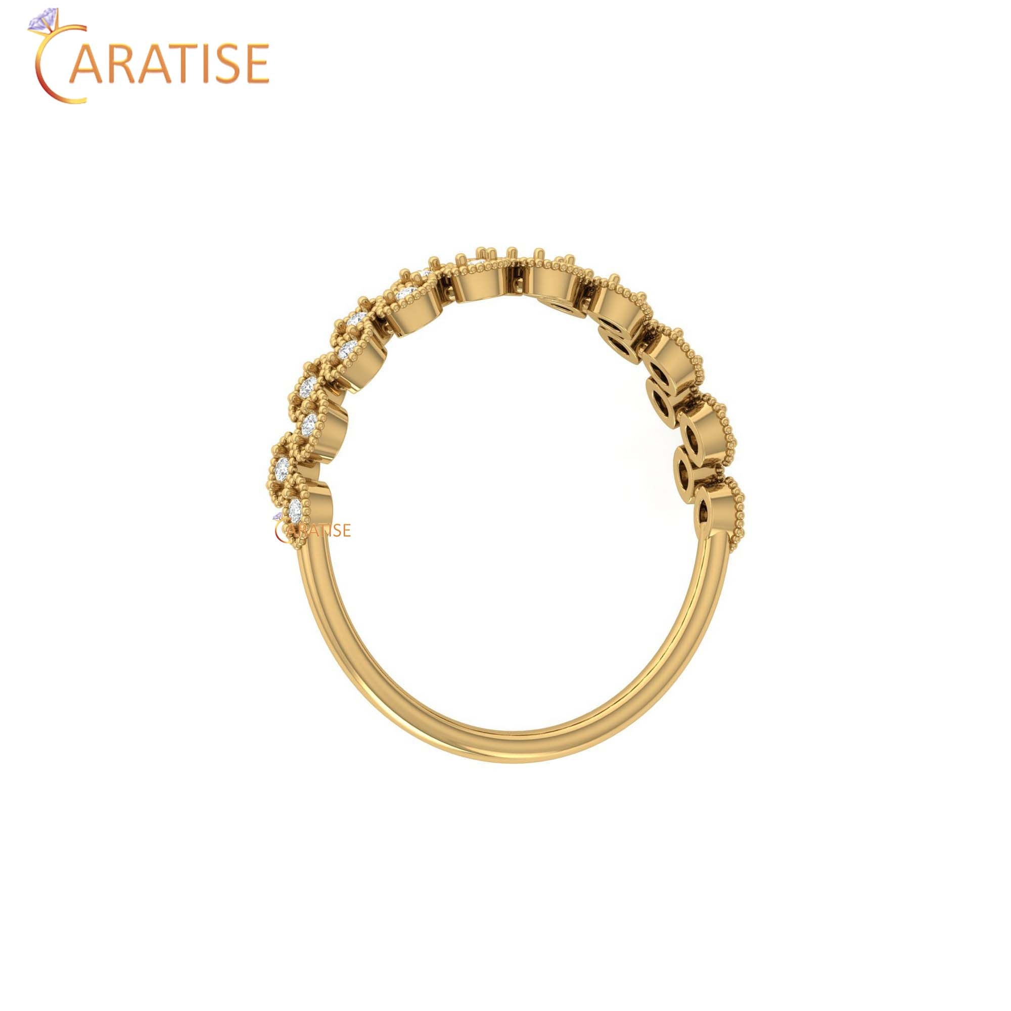 0.07 TDW Round Cut Women's Minimalist Diamond Ring