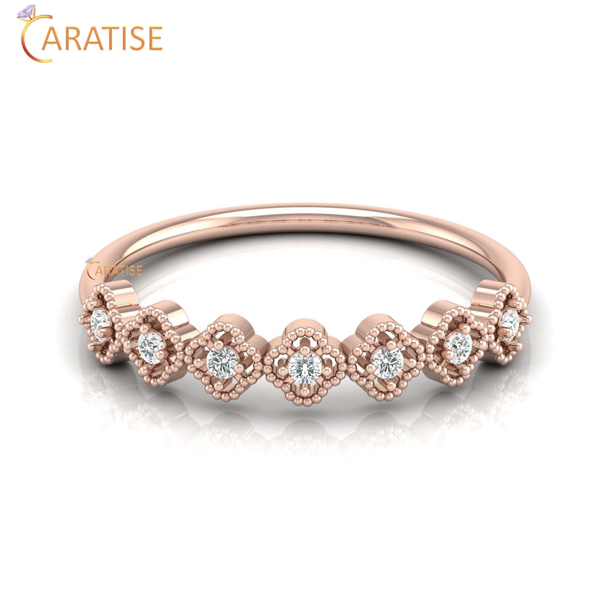 0.09 TDW Round Cut Minimalist Women's Diamond Ring