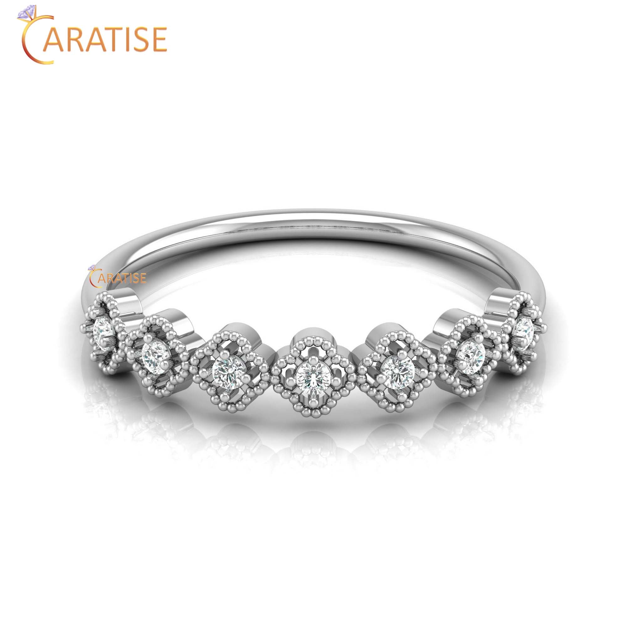 0.09 TDW Round Cut Minimalist Women's Diamond Ring