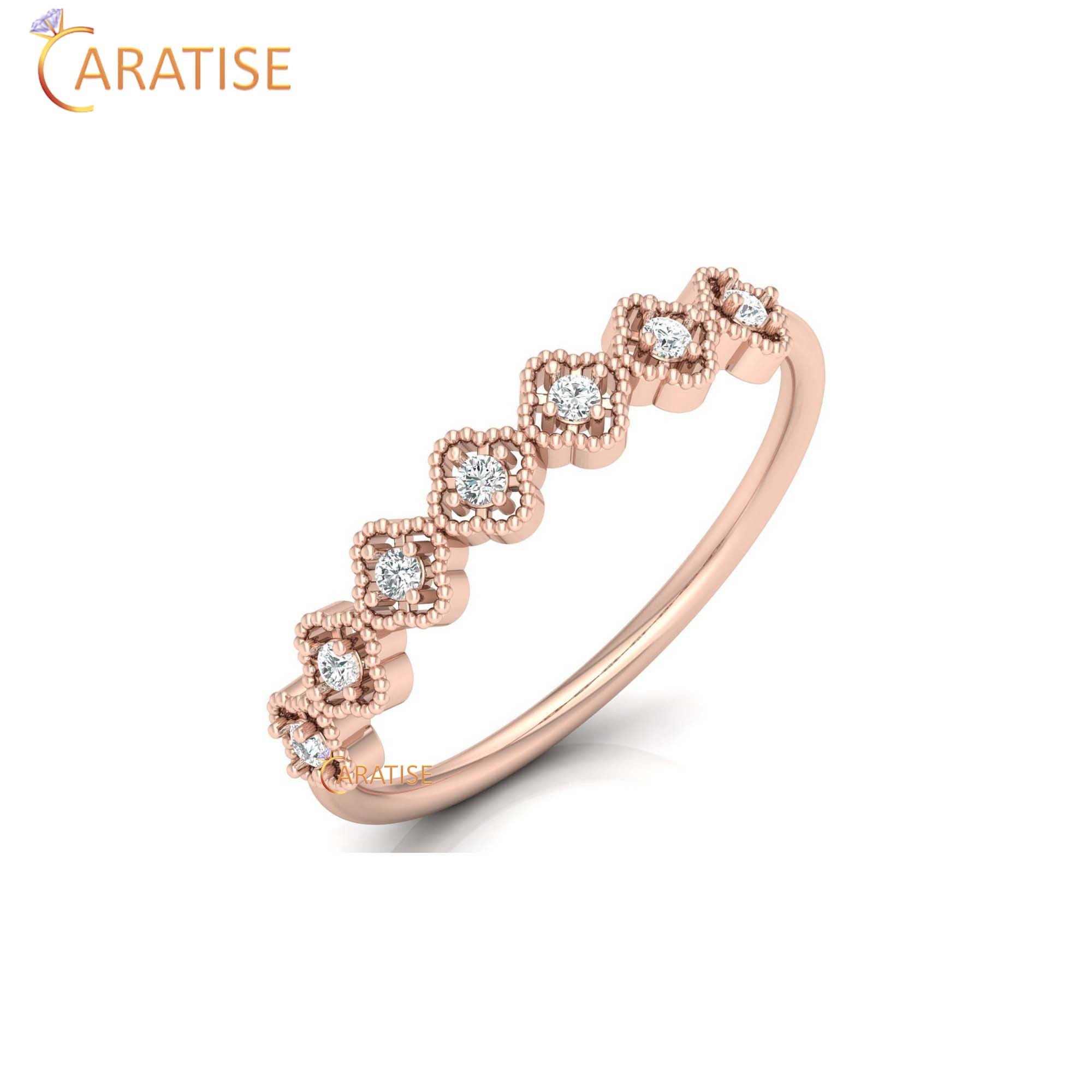0.09 TDW Round Cut Minimalist Women's Diamond Ring