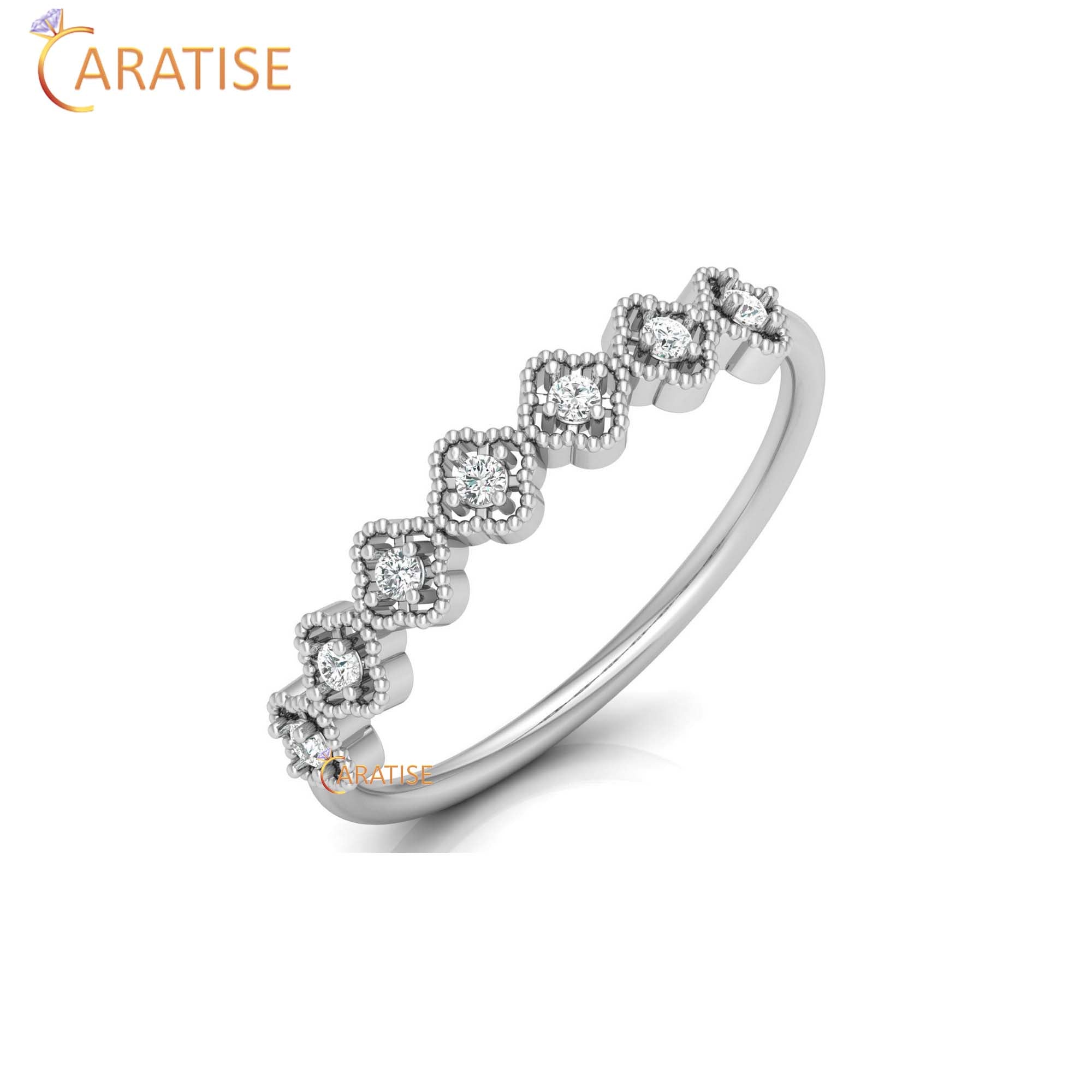0.09 TDW Round Cut Minimalist Women's Diamond Ring