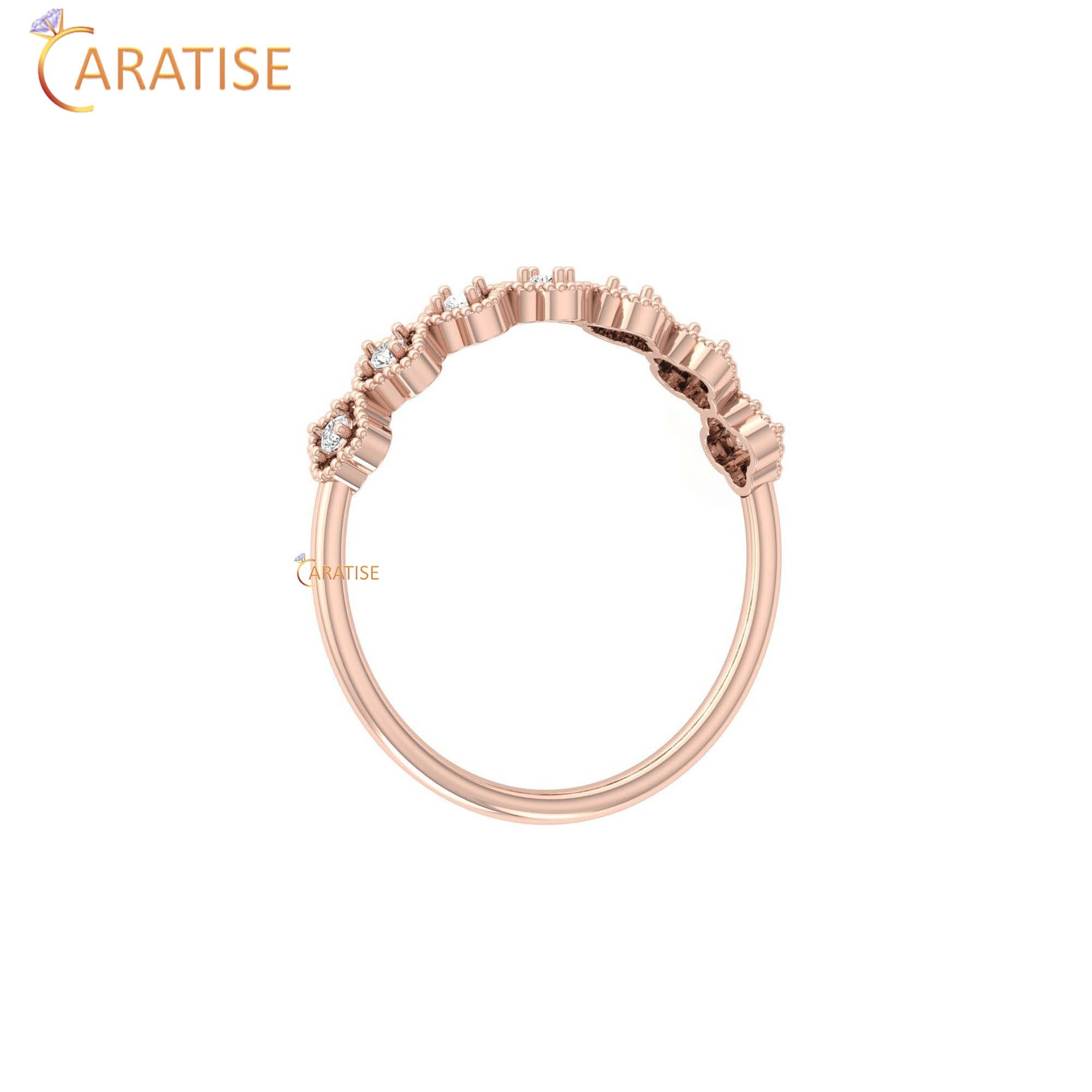 0.09 TDW Round Cut Minimalist Women's Diamond Ring
