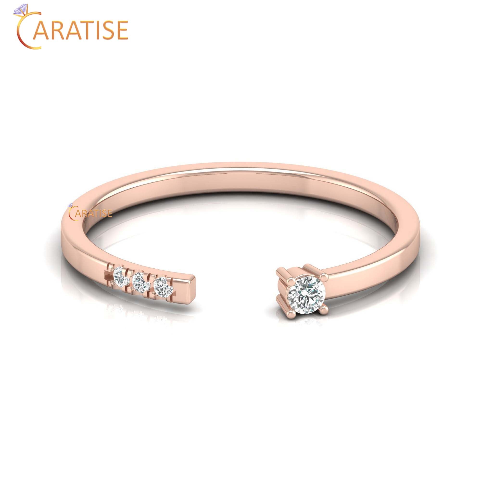 0.06 TDW Round Cut Women's Minimalist Diamond Ring