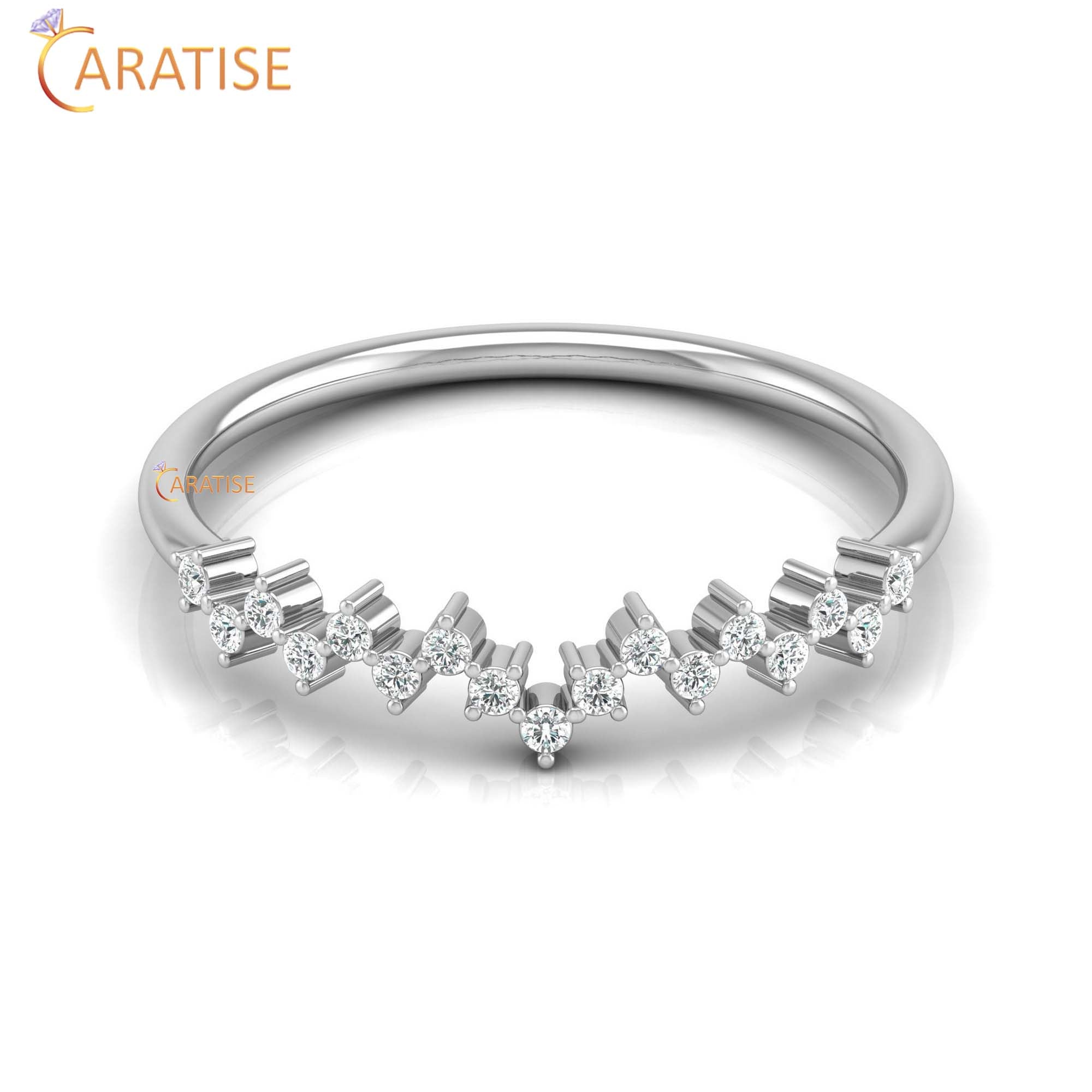 0.11 TDW Round Cut Women's Diamond Minimalist Ring