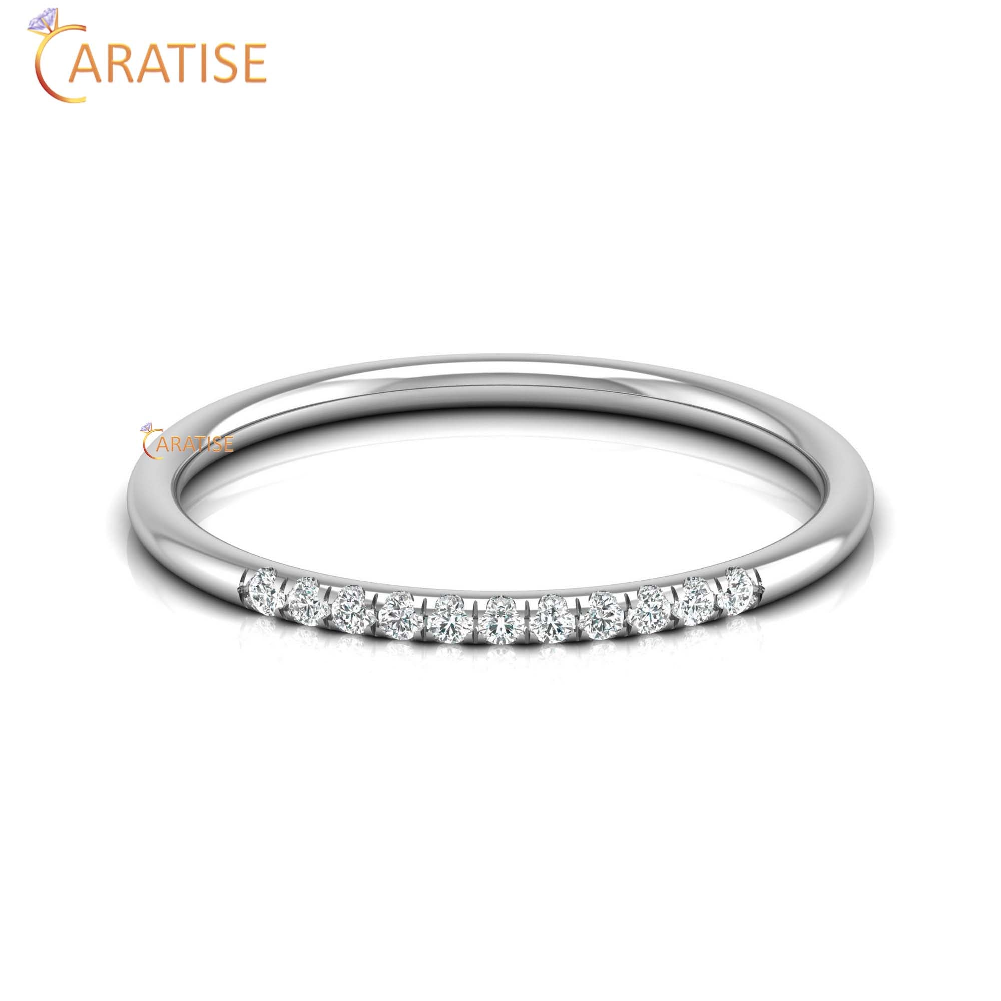 0.07 TDW Round Cut women's Minimalist Diamond Engagement Ring